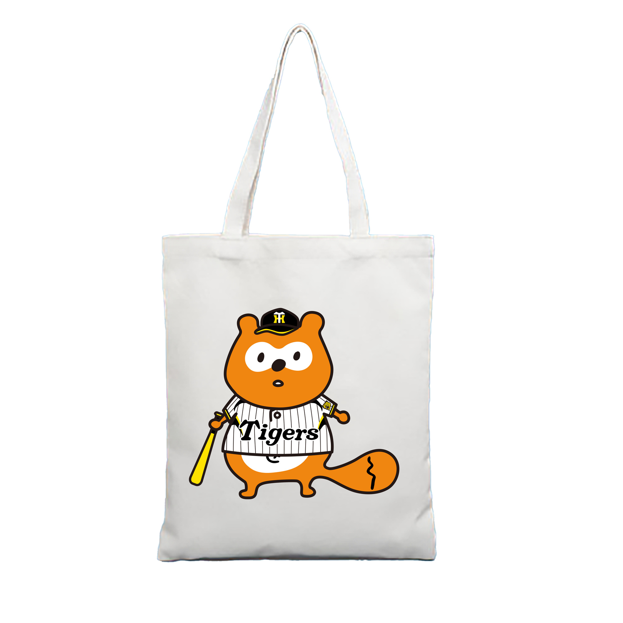 HANSHIN TIGERS PONTA Logo - 縦型キャンバス手提げバッグ（トートバッグ） ・ キャンバス素材 ・ ショッピング用 ・ 軽量 丈夫 お手入れ簡単