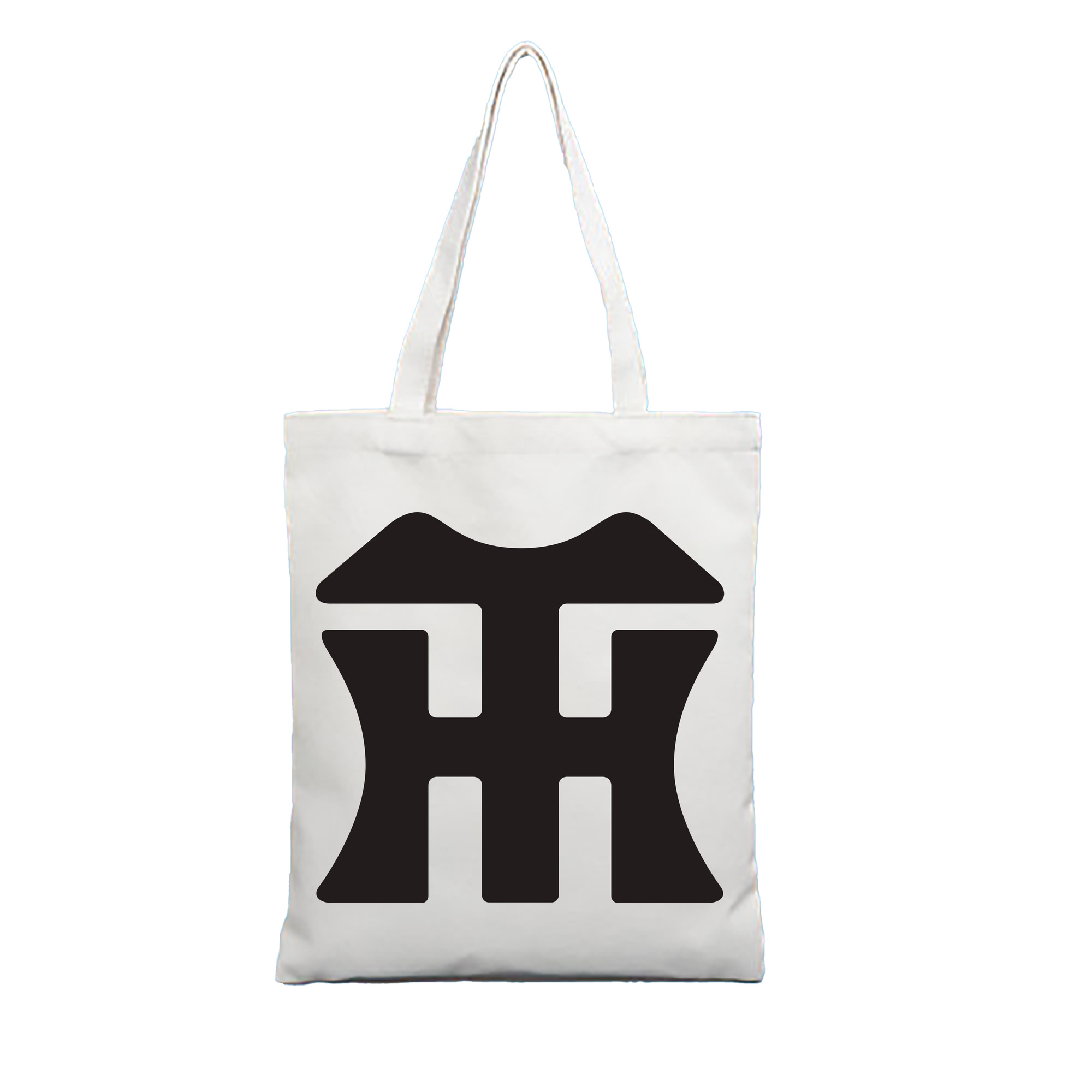 HANSHIN TIGERS SYMBOL APPLICATION BLACK Logo - 縦型キャンバス手提げバッグ（トートバッグ） ・ キャンバス素材 ・ ショッピング用 ・ 軽量 丈夫 お手入れ簡単