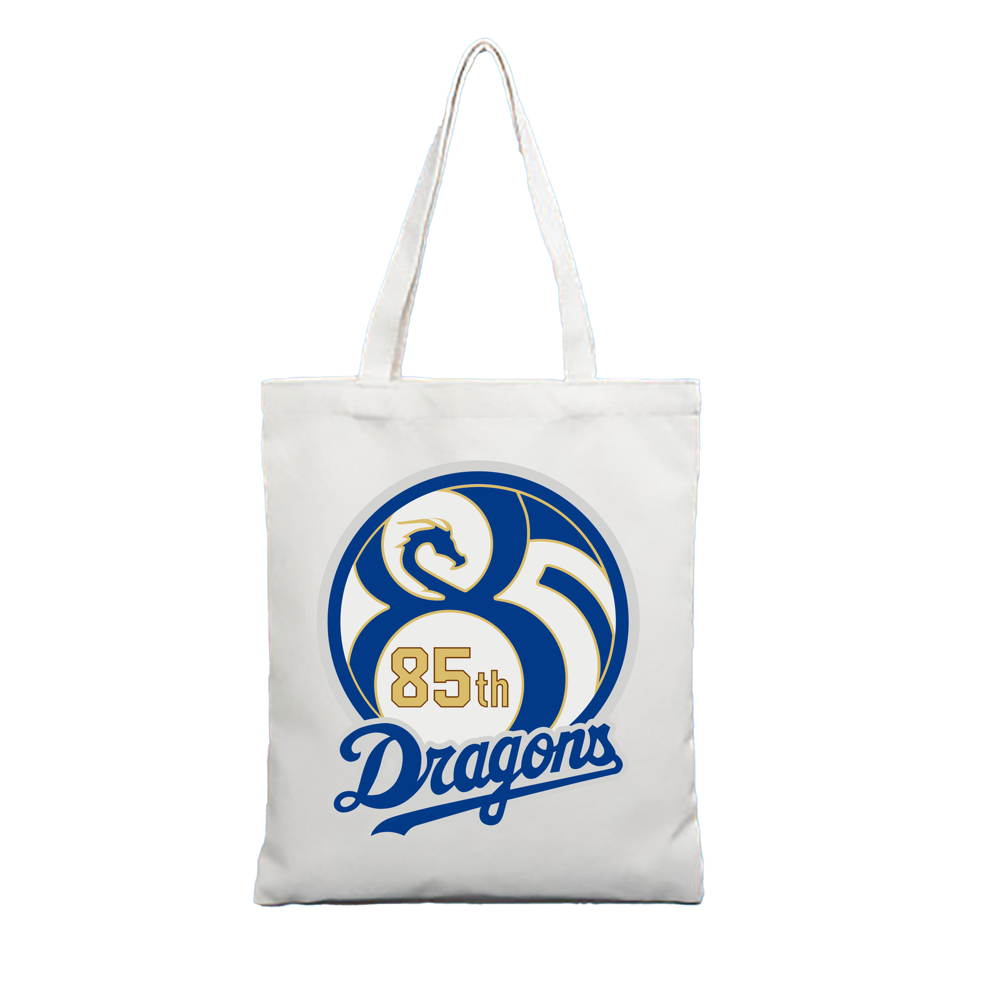 CHUNICHI DRAGONS 85th ANNIVERSARY EMBLEM Logo - 縦型キャンバス手提げバッグ（トートバッグ） ・ キャンバス素材 ・ ショッピング用 ・ 軽量 丈夫 お手入れ簡単