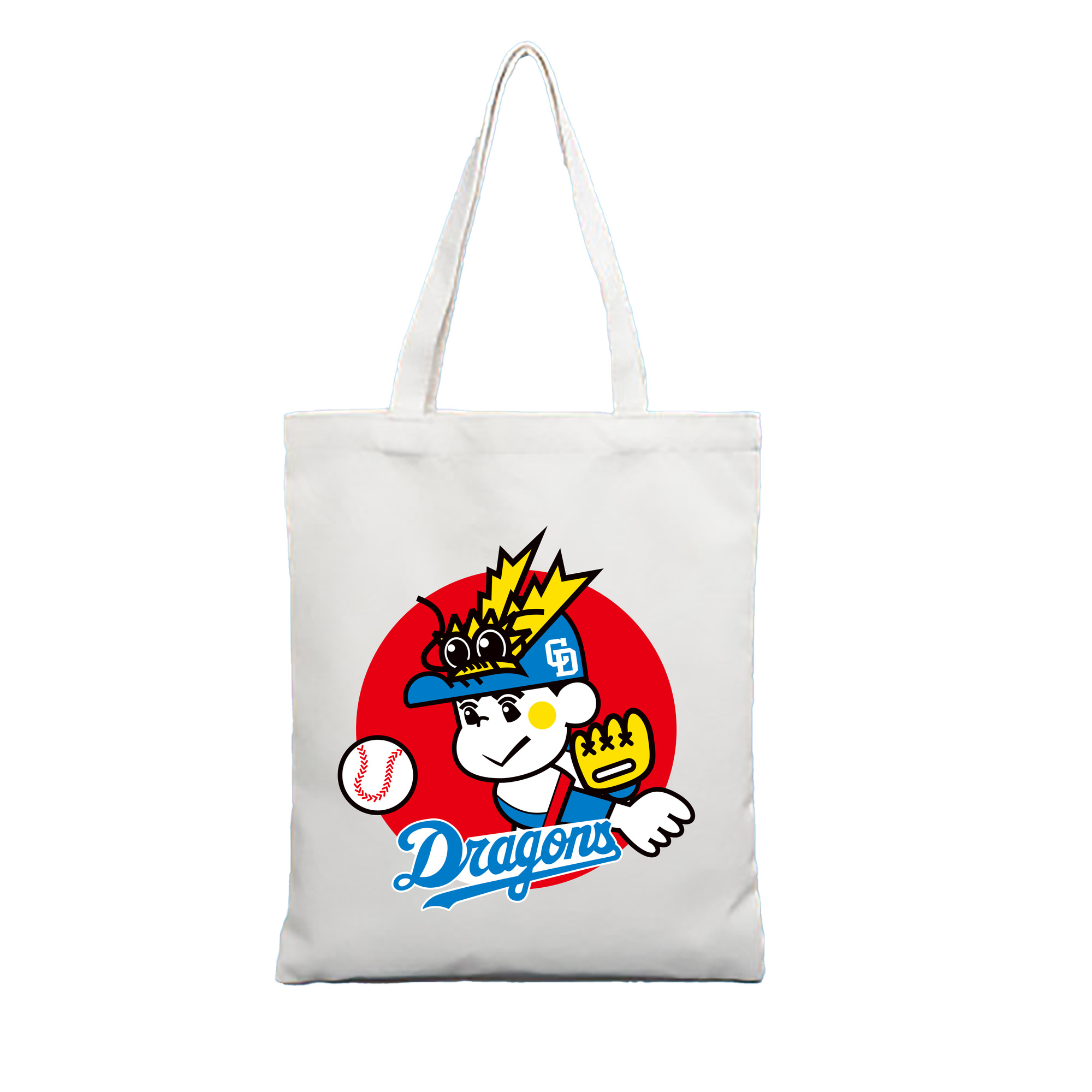 CHUNICHI DRAGONS OLD EMBLEM PITCHING VERSION Logo - 縦型キャンバス手提げバッグ（トートバッグ） ・ キャンバス素材 ・ ショッピング用 ・ 軽量 丈夫 お手入れ簡単