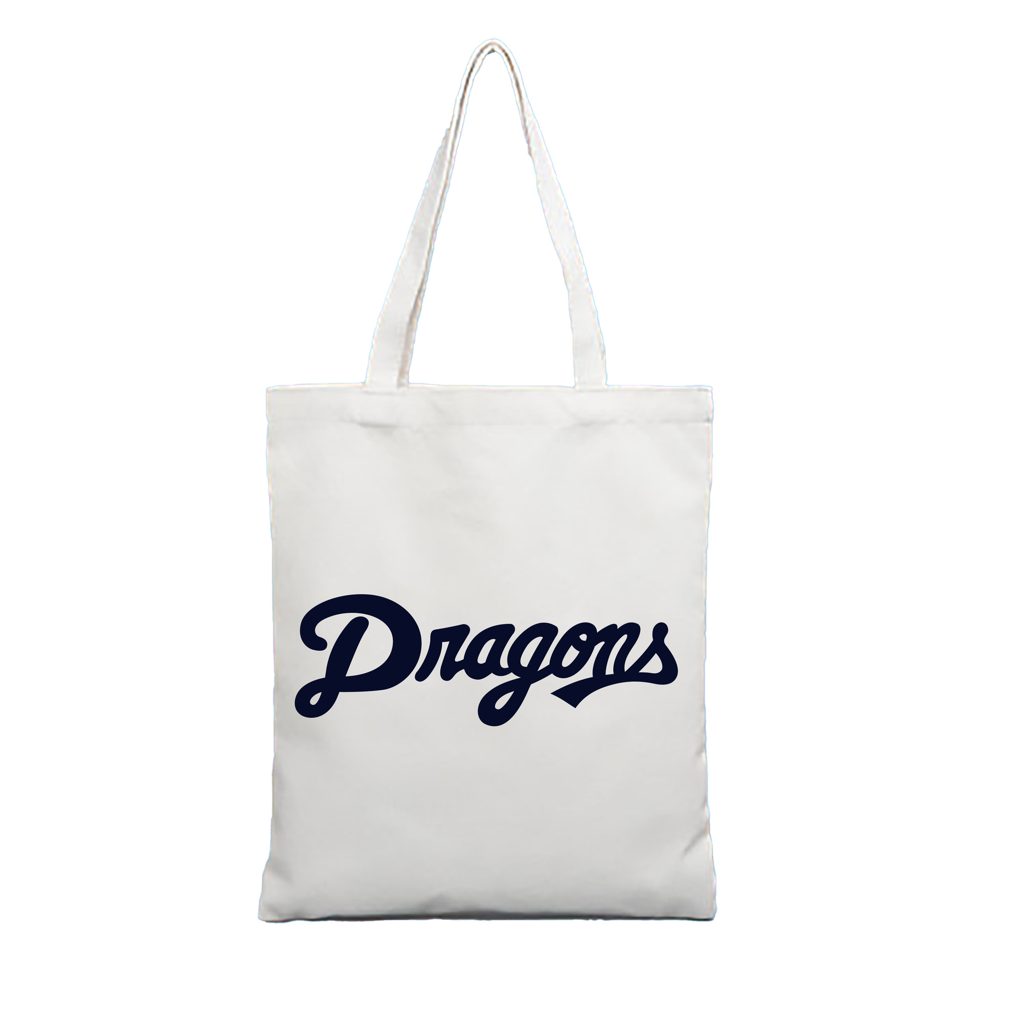 CHUNICHI DRAGONS OLD WORDMARK Logo Black - 縦型キャンバス手提げバッグ（トートバッグ） ・ キャンバス素材 ・ ショッピング用 ・ 軽量 丈夫 お手入れ簡単