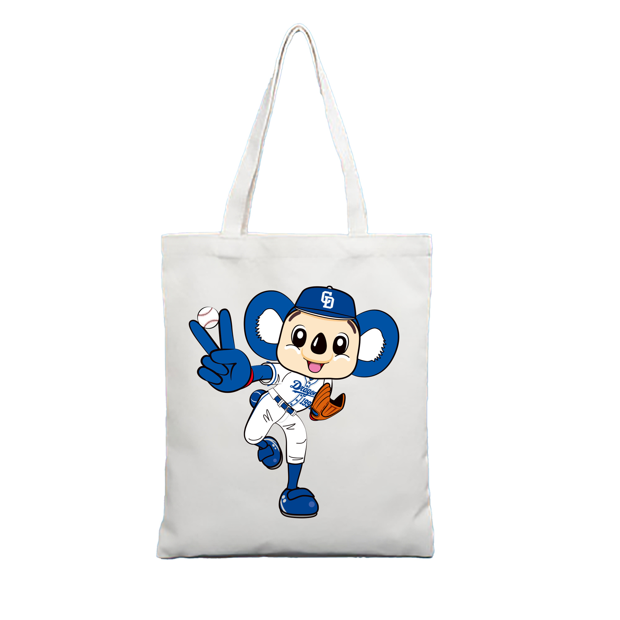 CHUNICHI DRAGONS MASCOT DOALA APPLICATION VICTORY BALL Logo - 縦型キャンバス手提げバッグ（トートバッグ） ・ キャンバス素材 ・ ショッピング用 ・ 軽量 丈夫 お手入れ簡単