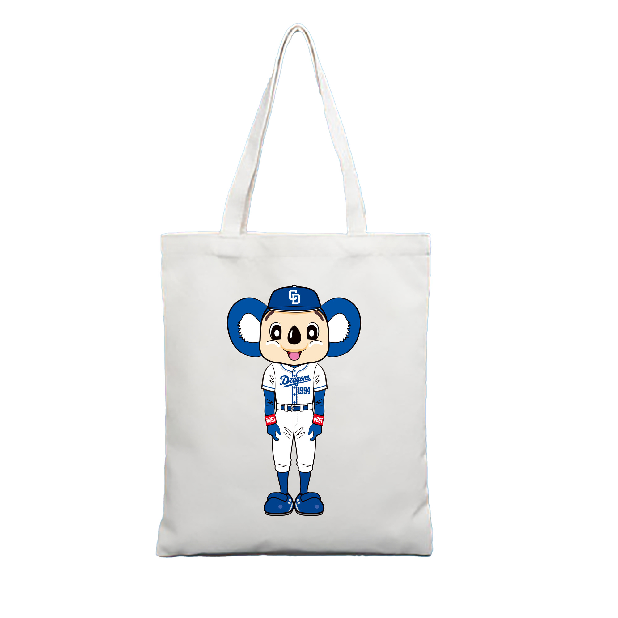 CHUNICHI DRAGONS MASCOT DOALA ORIGINAL Logo - 縦型キャンバス手提げバッグ（トートバッグ） ・ キャンバス素材 ・ ショッピング用 ・ 軽量 丈夫 お手入れ簡単