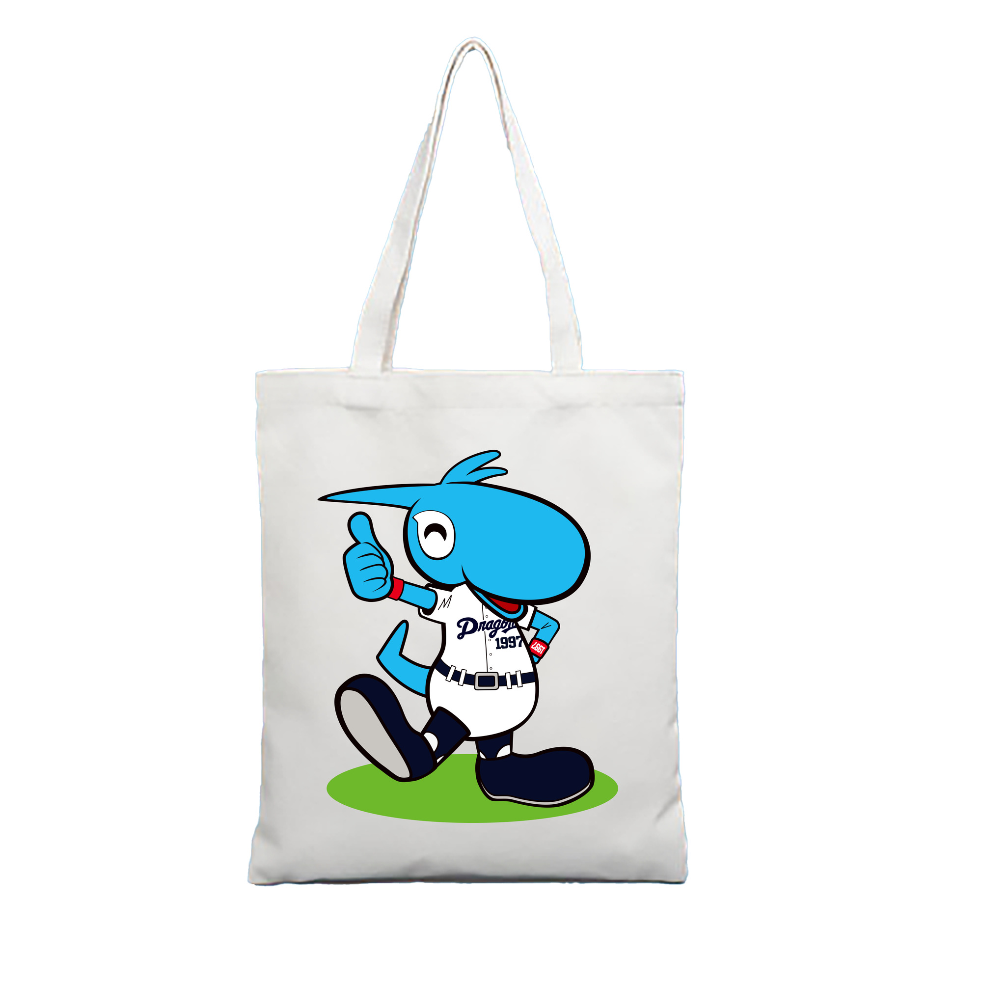 CHUNICHI DRAGONS MASCOT SHAOLON 2014 2016 HOME UNIFORM Logo - 縦型キャンバス手提げバッグ（トートバッグ） ・ キャンバス素材 ・ ショッピング用 ・ 軽量 丈夫 お手入れ簡単
