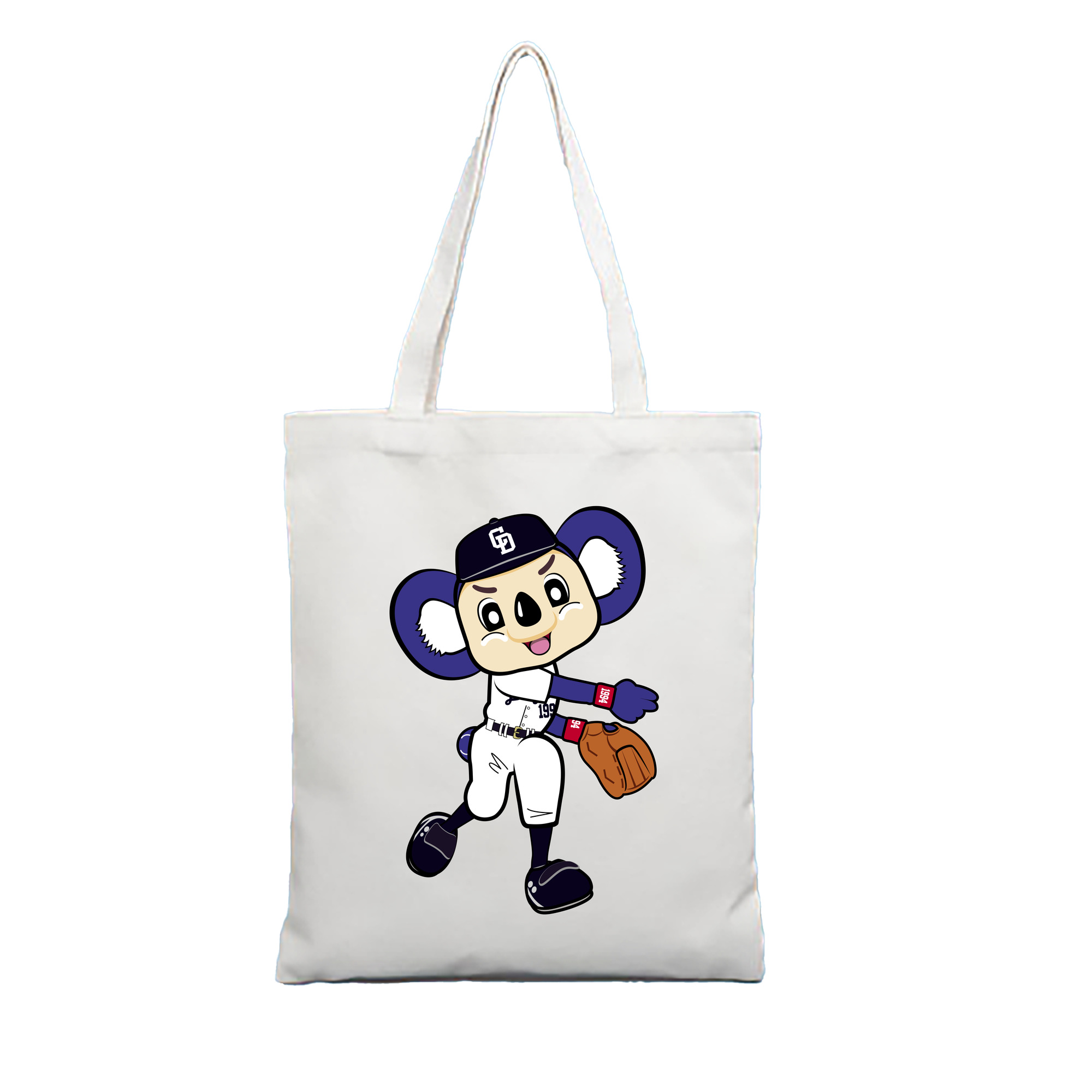 CHUNICHI DRAGONS MASCOT DOALA 2014 2016 HOME UNIFORM APPLICATION THROWING Logo - 縦型キャンバス手提げバッグ（トートバッグ） ・ キャンバス素材 ・ ショッピング用 ・ 軽量 丈夫 お手入れ簡単