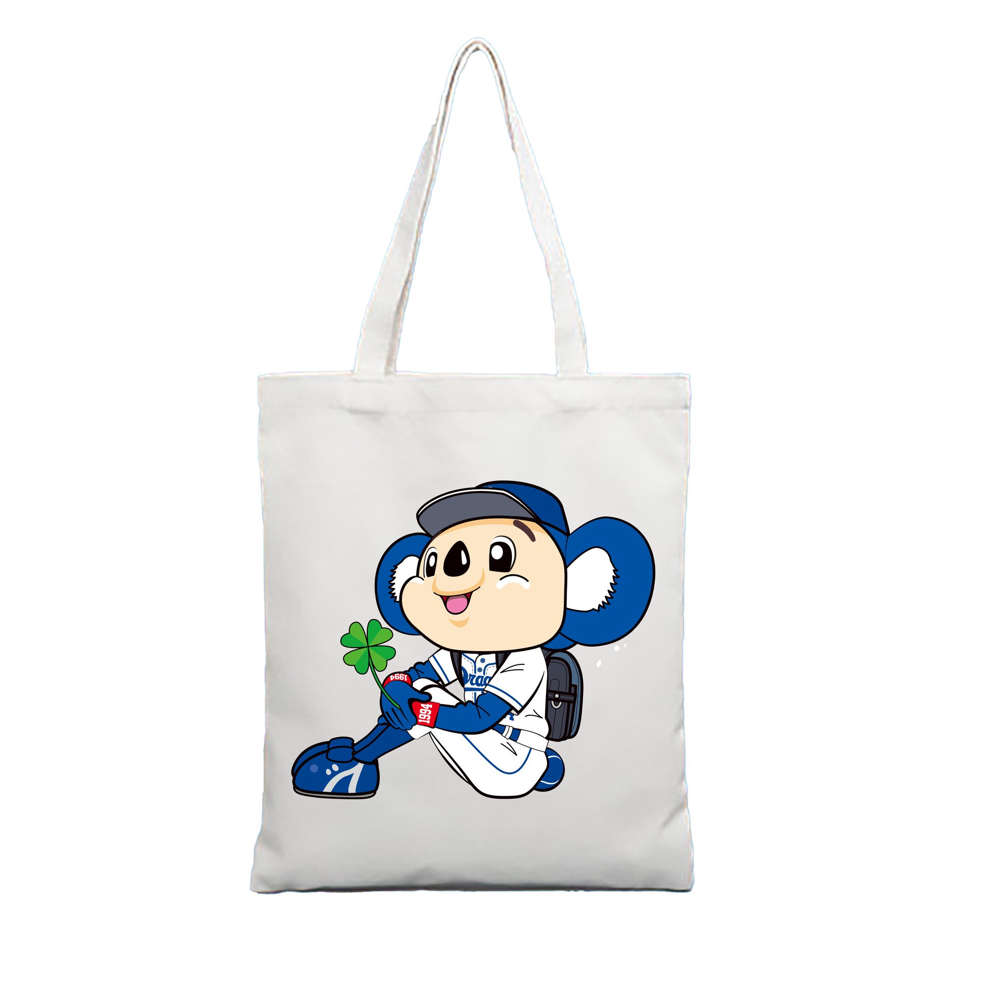 CHUNICHI DRAGONS MASCOT DOALA APPLICATION SEAT Logo - 縦型キャンバス手提げバッグ（トートバッグ） ・ キャンバス素材 ・ ショッピング用 ・ 軽量 丈夫 お手入れ簡単
