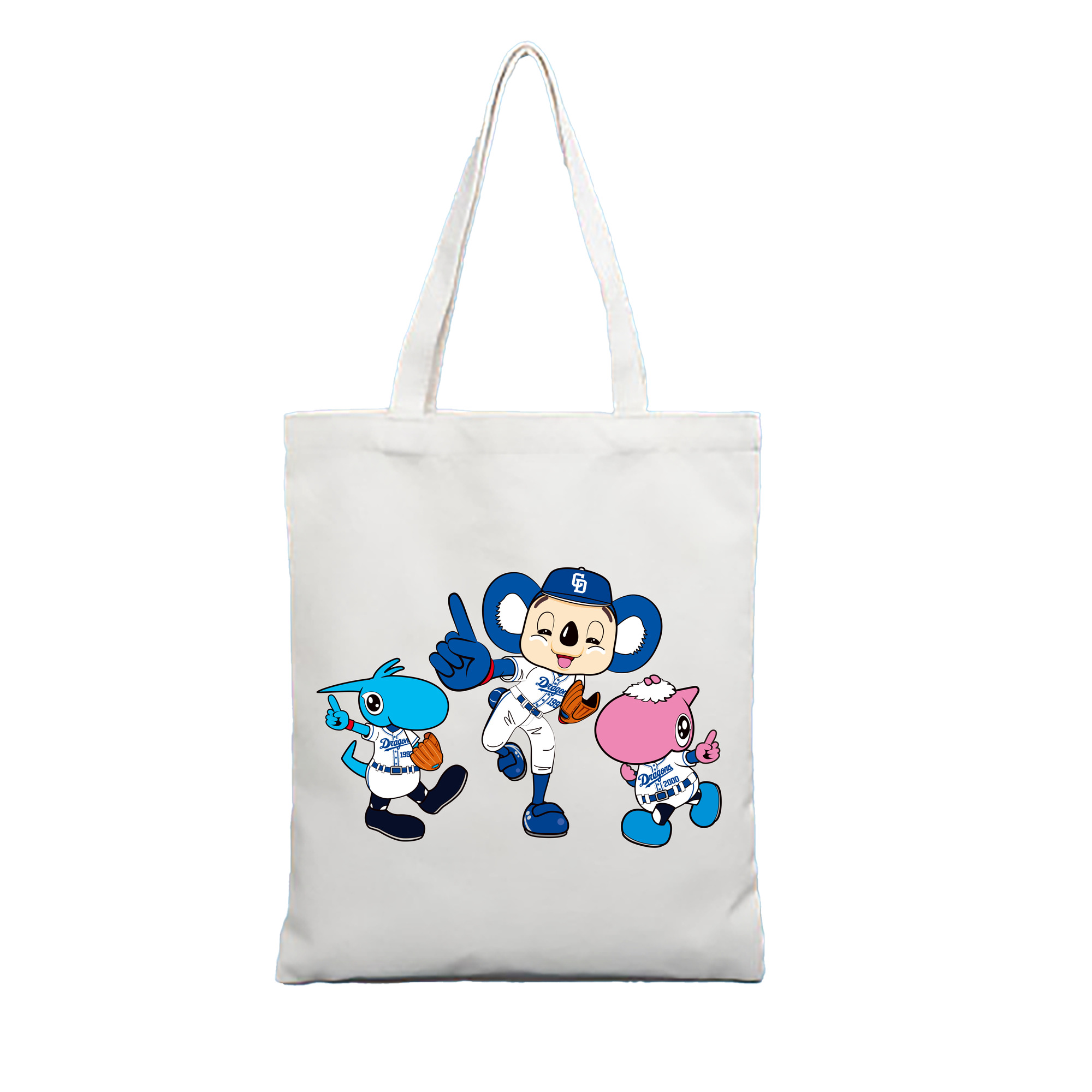 CHUNICHI DRAGONS MASCOT SHAOLON DOALA PAOLON APPLICATION Logo 1 - 縦型キャンバス手提げバッグ（トートバッグ） ・ キャンバス素材 ・ ショッピング用 ・ 軽量 丈夫 お手入れ簡単