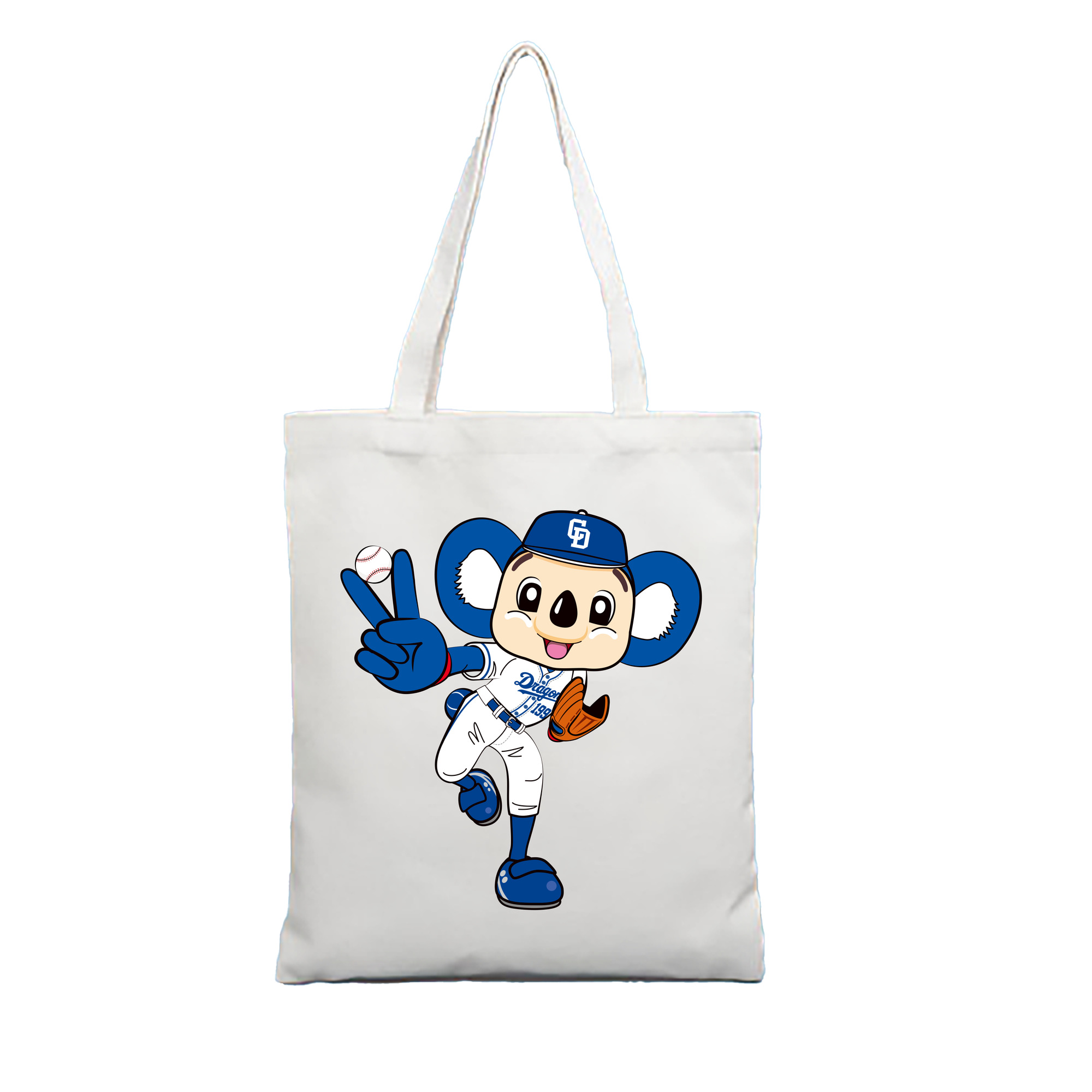 CHUNICHI DRAGONS MASCOT DOALA 2019 HOME UNIFORM APPLICATION VICTORY BALL Logo - 縦型キャンバス手提げバッグ（トートバッグ） ・ キャンバス素材 ・ ショッピング用 ・ 軽量 丈夫 お手入れ簡単