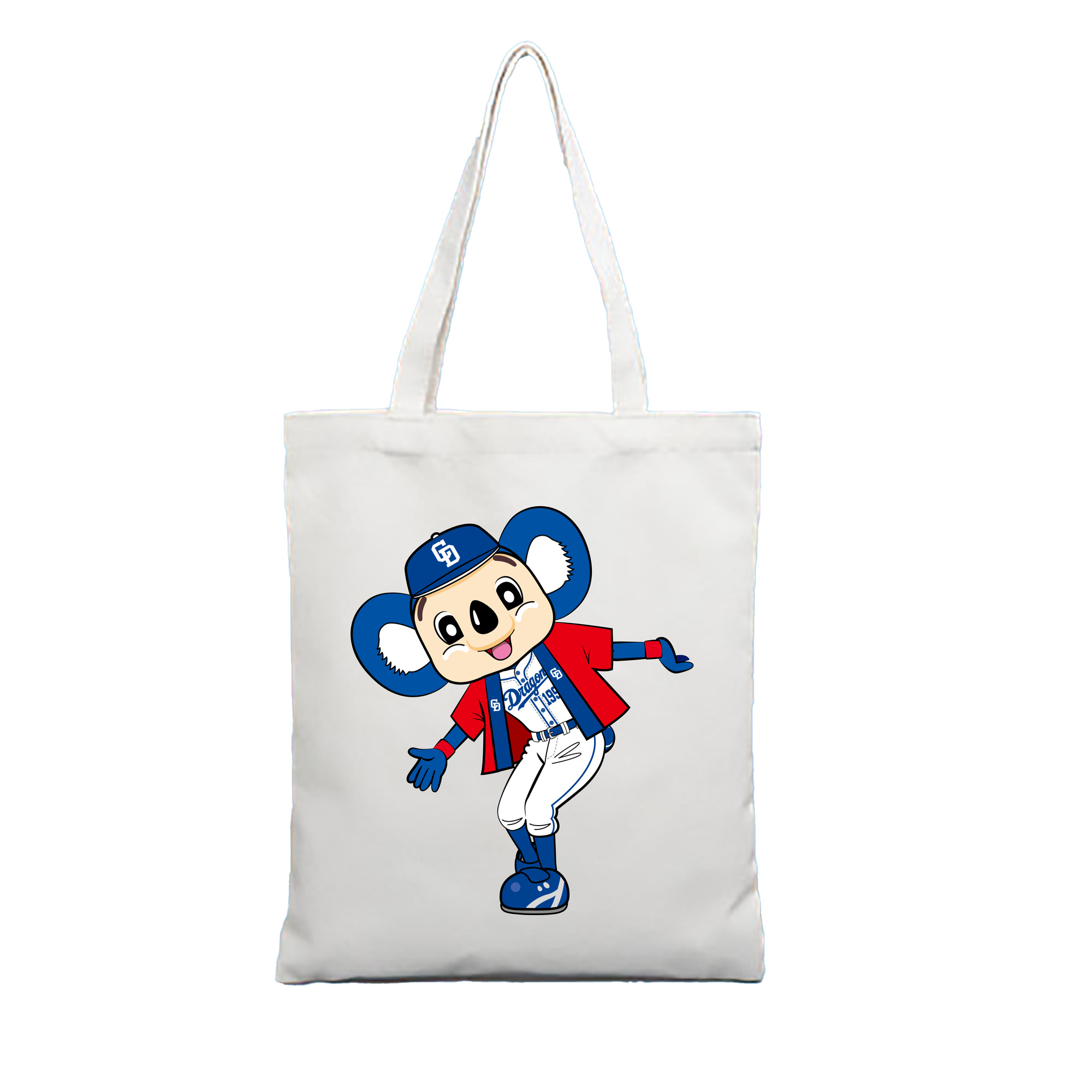 CHUNICHI DRAGONS MASCOT DOALA 2019 HOME UNIFORM APPLICATION HAORI WELCOME Logo - 縦型キャンバス手提げバッグ（トートバッグ） ・ キャンバス素材 ・ ショッピング用 ・ 軽量 丈夫 お手入れ簡単