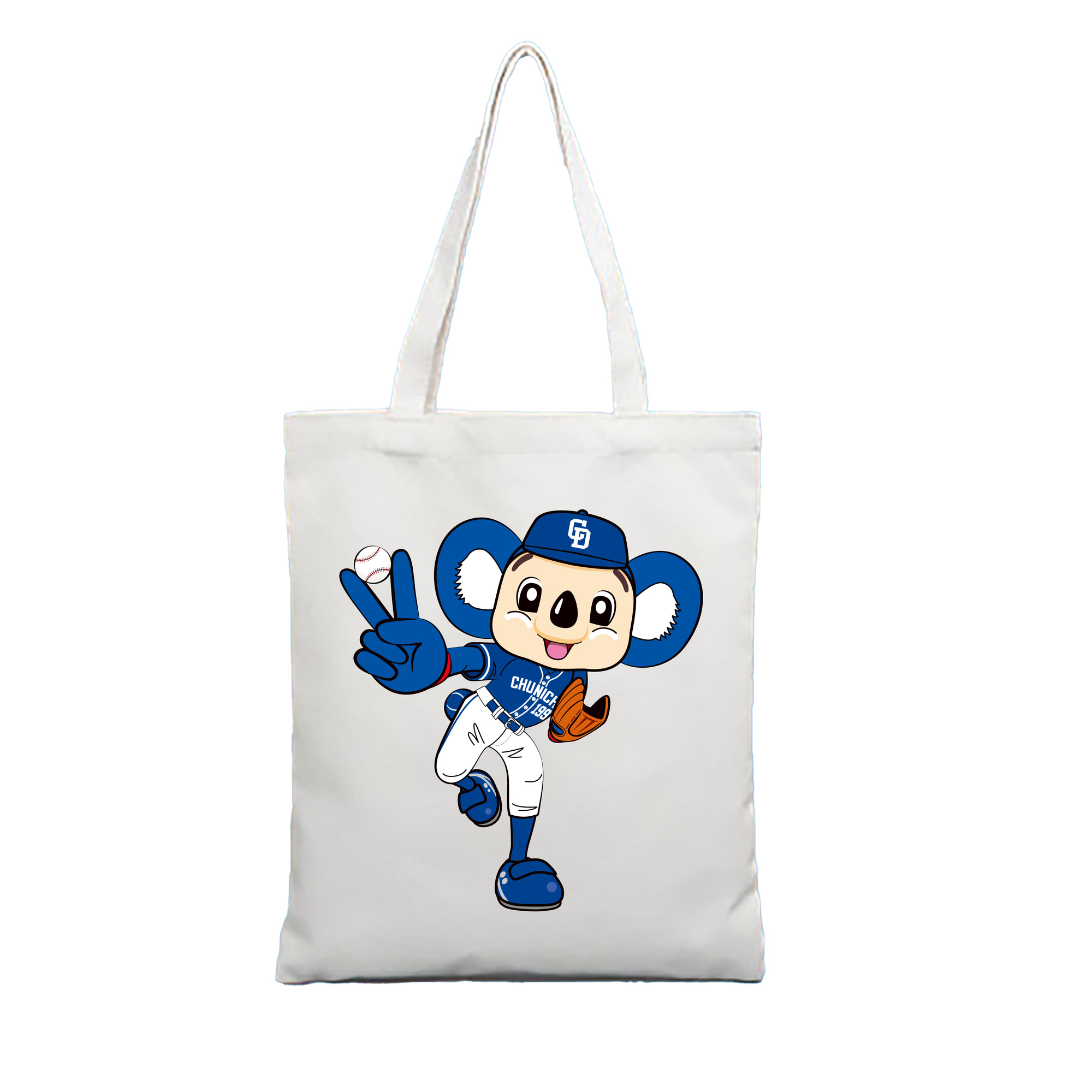 CHUNICHI DRAGONS MASCOT DOALA 2019 AWAY UNIFORM APPLICATION VICTORY BALL Logo - 縦型キャンバス手提げバッグ（トートバッグ） ・ キャンバス素材 ・ ショッピング用 ・ 軽量 丈夫 お手入れ簡単