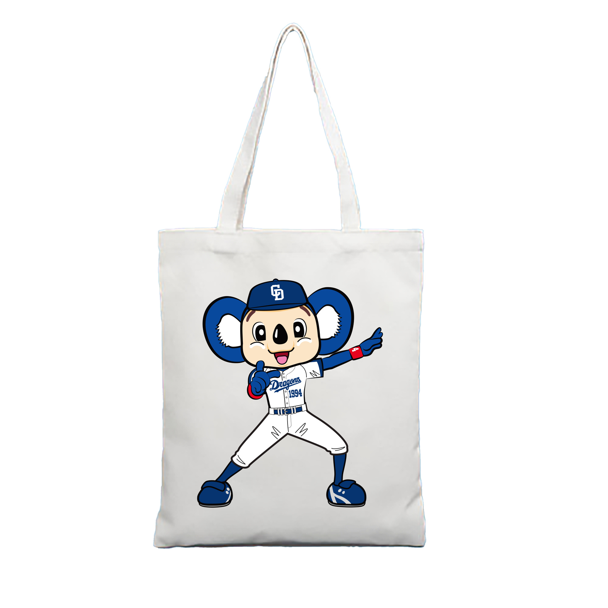 CHUNICHI DRAGONS MASCOT DOALA Logo - 縦型キャンバス手提げバッグ（トートバッグ） ・ キャンバス素材 ・ ショッピング用 ・ 軽量 丈夫 お手入れ簡単
