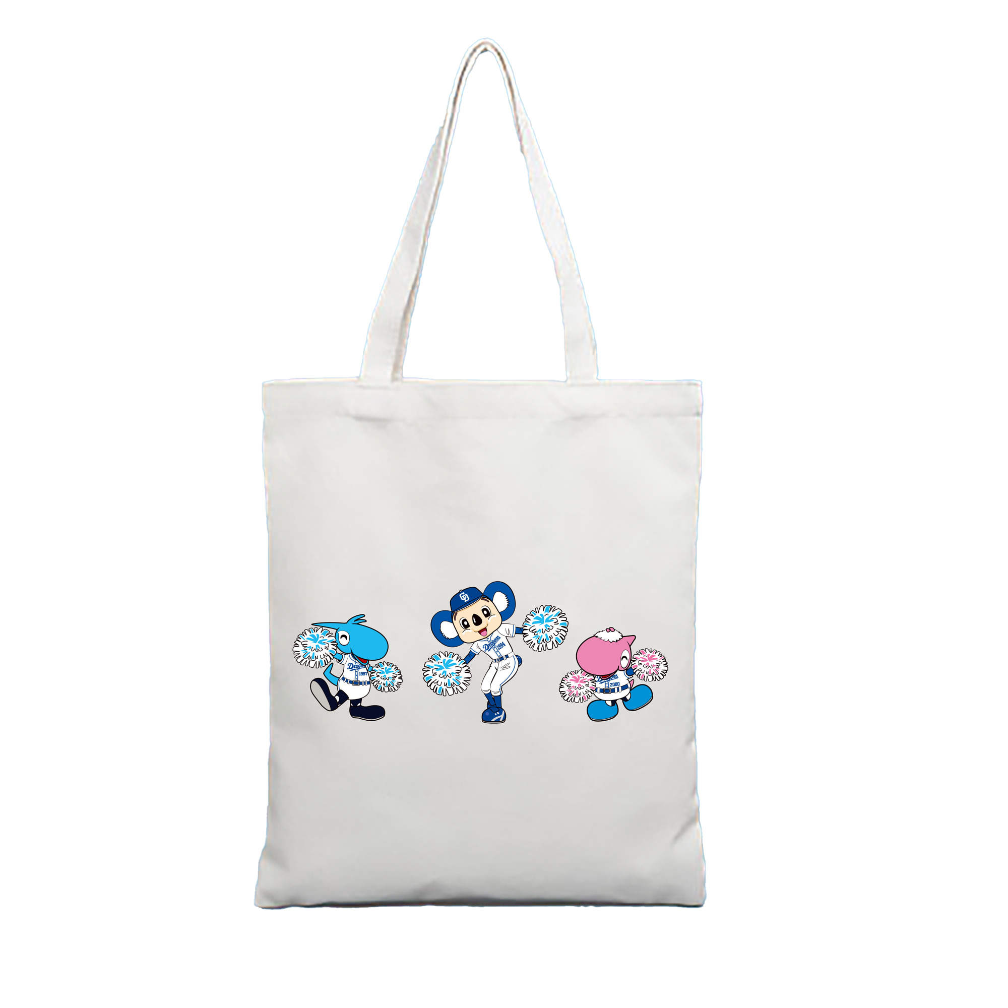 CHUNICHI DRAGONS MASCOT SHAOLON DOALA PAOLON APPLICATION JOINT CHEERING Logo - 縦型キャンバス手提げバッグ（トートバッグ） ・ キャンバス素材 ・ ショッピング用 ・ 軽量 丈夫 お手入れ簡単