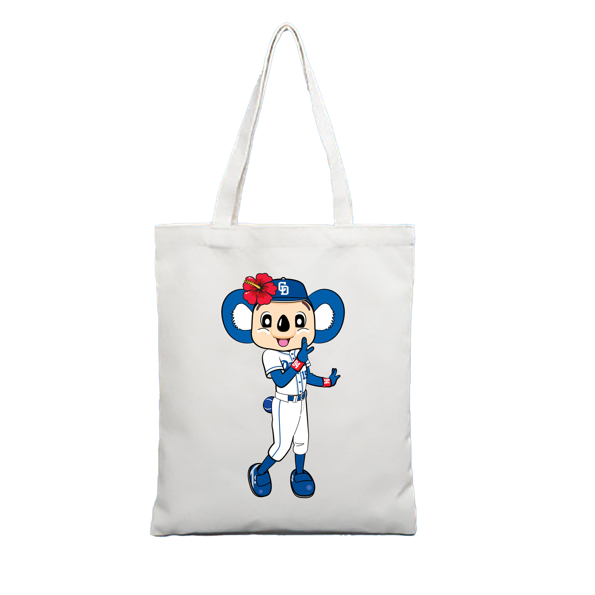 CHUNICHI DRAGONS MASCOT DOALA HOME UNIFORM 2018 APPLICATION WHISPER FLOWER Logo - 縦型キャンバス手提げバッグ（トートバッグ） ・ キャンバス素材 ・ ショッピング用 ・ 軽量 丈夫 お手入れ簡単