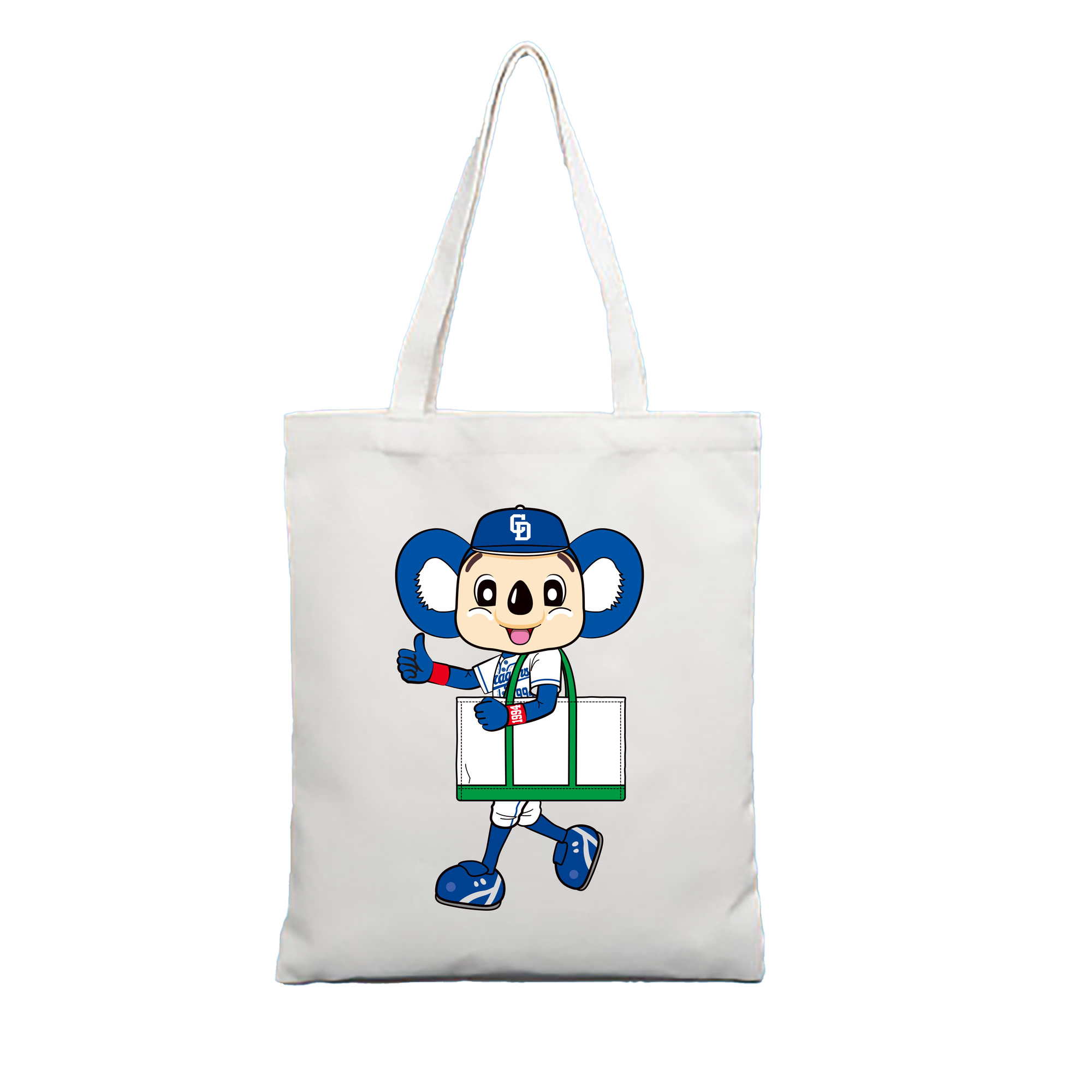 CHUNICHI DRAGONS MASCOT DOALA 2019 HOME UNIFORM APPLICATION ECO BAG Logo - 縦型キャンバス手提げバッグ（トートバッグ） ・ キャンバス素材 ・ ショッピング用 ・ 軽量 丈夫 お手入れ簡単