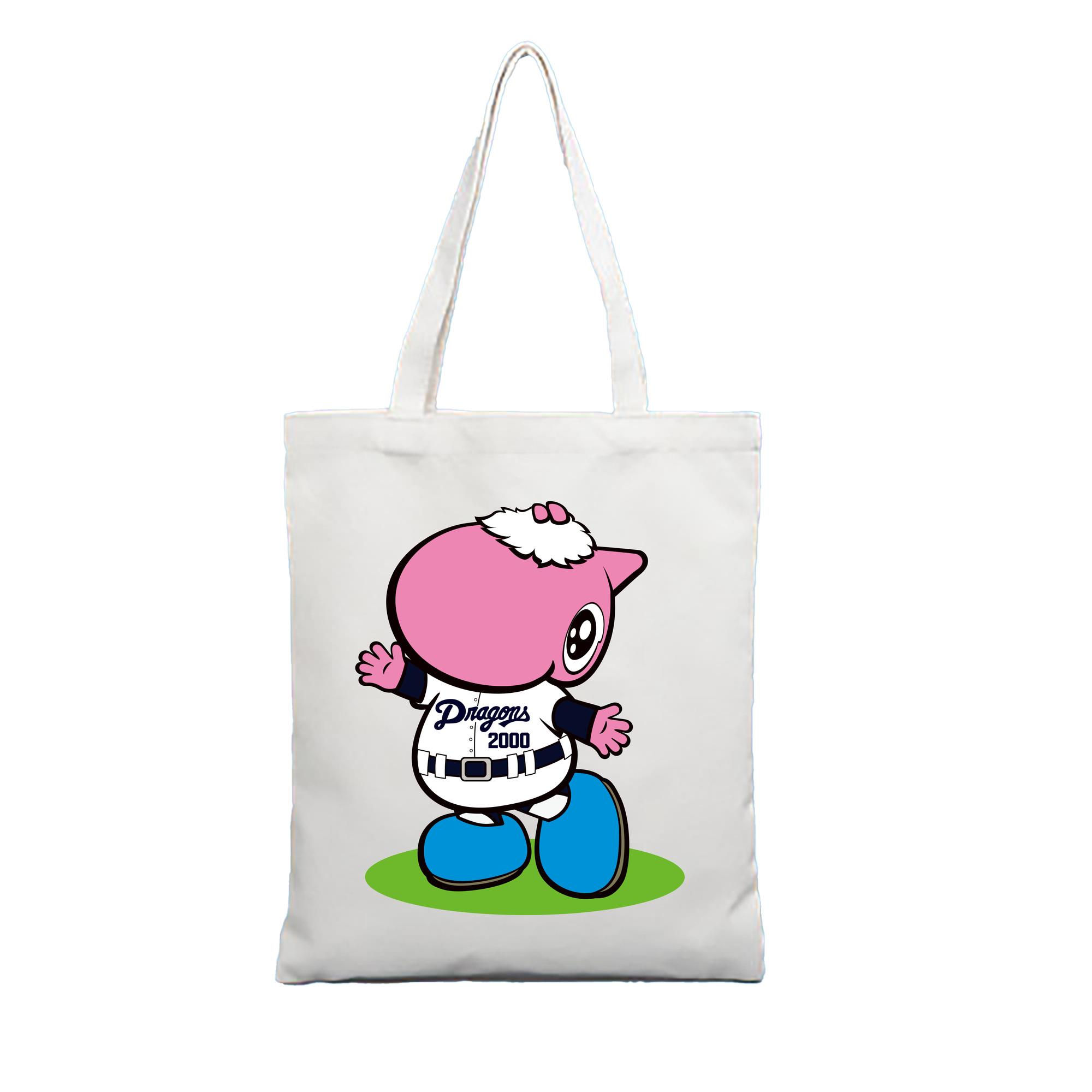 CHUNICHI DRAGONS MASCOT PAOLON 2014 2016 HOME UNIFORM Logo - 縦型キャンバス手提げバッグ（トートバッグ） ・ キャンバス素材 ・ ショッピング用 ・ 軽量 丈夫 お手入れ簡単