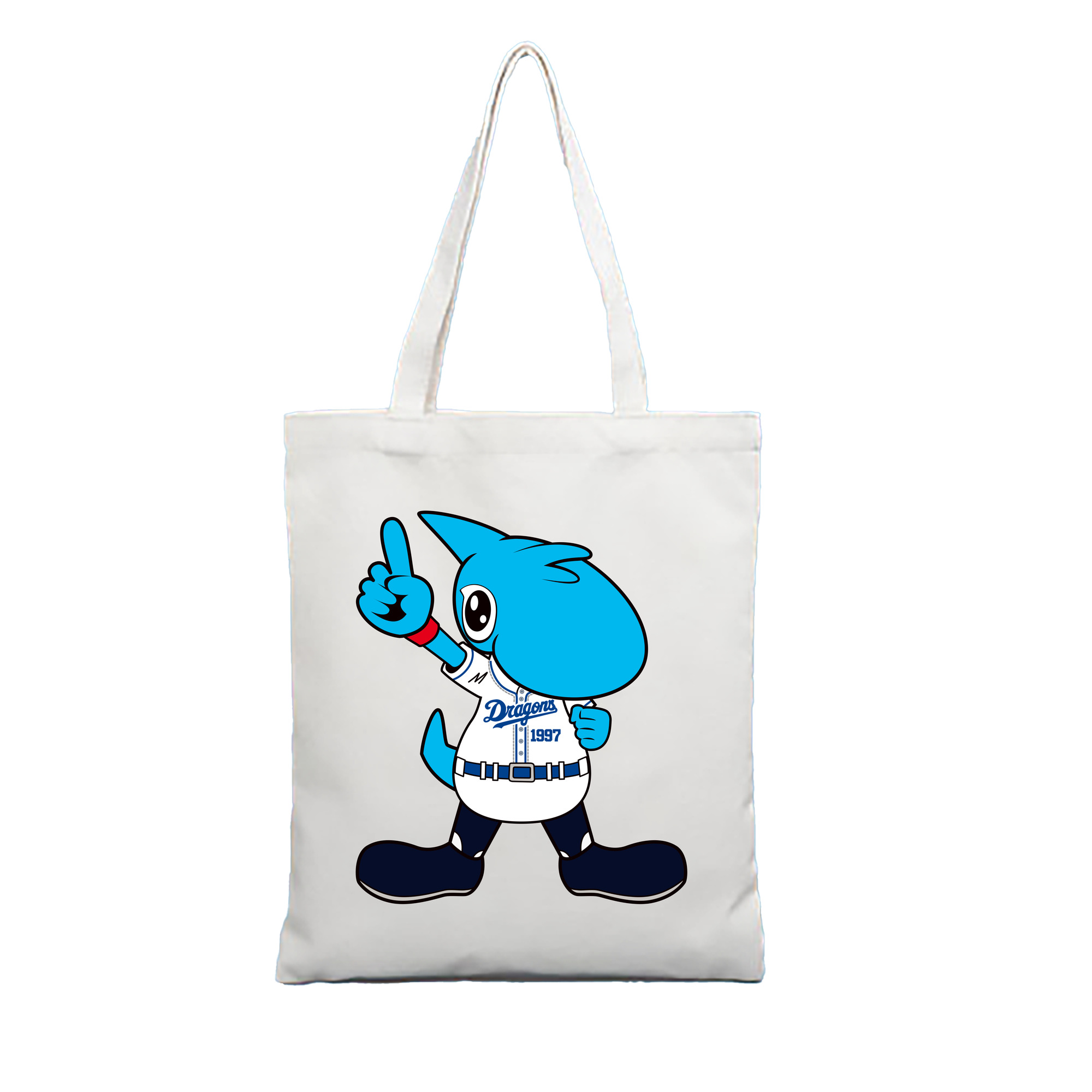 CHUNICHI DRAGONS MASCOT SHAOLON APPLICATION INDICATION FIRST Logo - 縦型キャンバス手提げバッグ（トートバッグ） ・ キャンバス素材 ・ ショッピング用 ・ 軽量 丈夫 お手入れ簡単