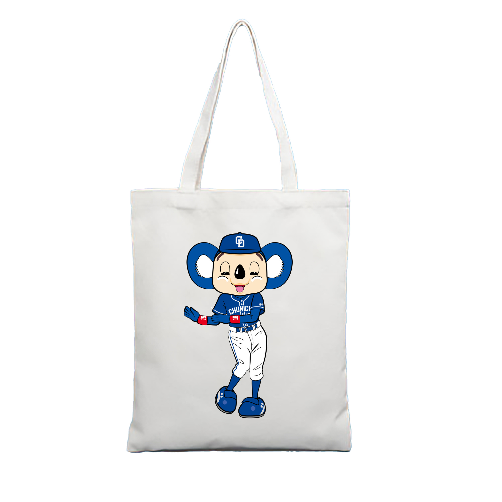 CHUNICHI DRAGONS MASCOT DOALA 2019 AWAY UNIFORM APPLICATION GOOD MOOD DANCE Logo - 縦型キャンバス手提げバッグ（トートバッグ） ・ キャンバス素材 ・ ショッピング用 ・ 軽量 丈夫 お手入れ簡単