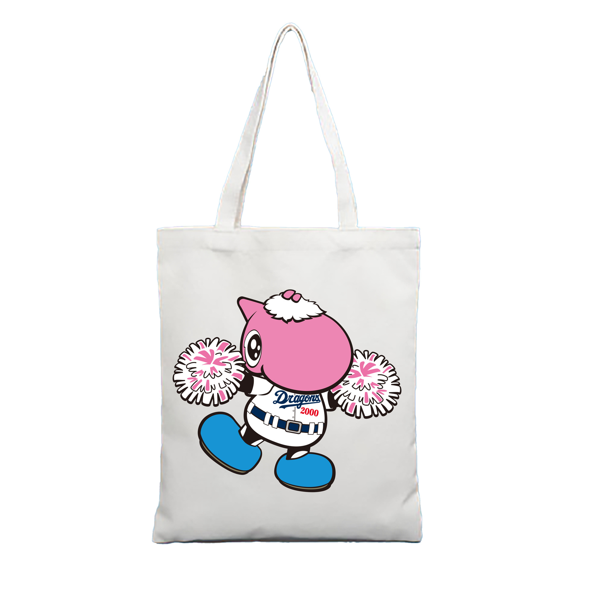 CHUNICHI DRAGONS MASCOT PAOLON 2012 2013 HOME UNIFORM APPLICATION CHEERING Logo - 縦型キャンバス手提げバッグ（トートバッグ） ・ キャンバス素材 ・ ショッピング用 ・ 軽量 丈夫 お手入れ簡単