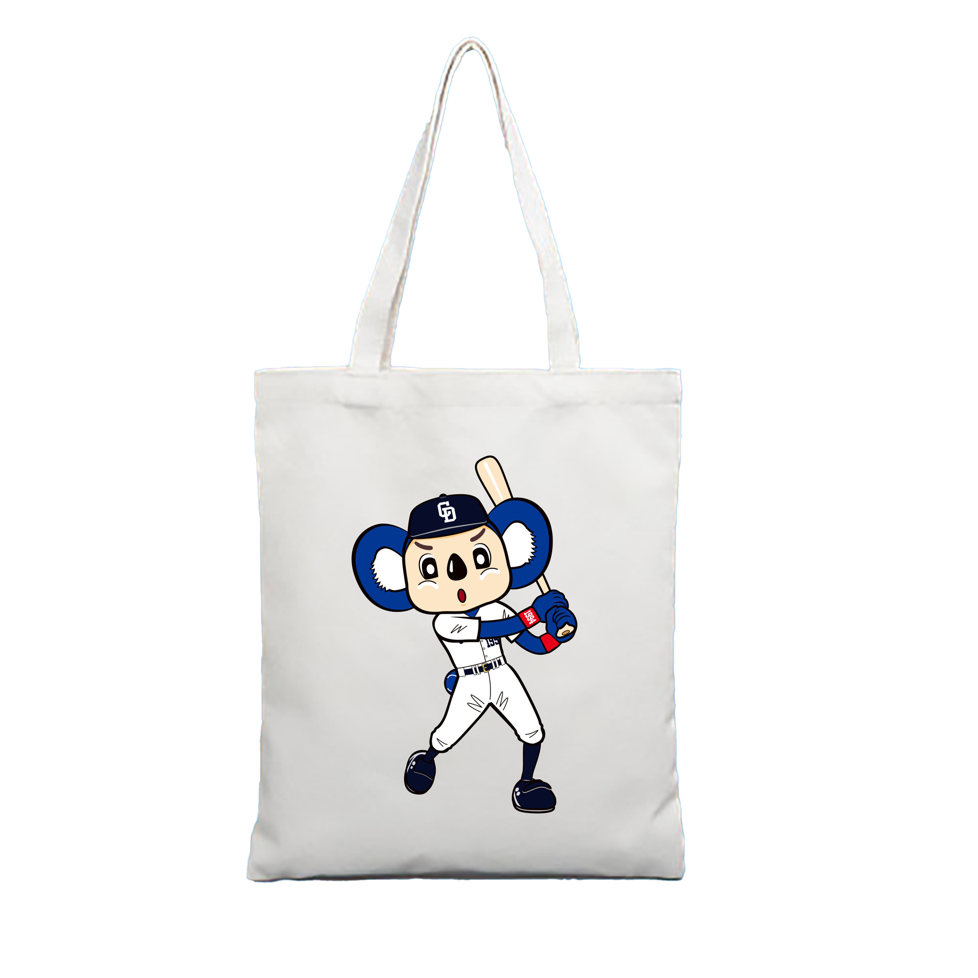 CHUNICHI DRAGONS MASCOT DOALA 2014 2016 HOME UNIFORM APPLICATION BATTING Logo 1 - 縦型キャンバス手提げバッグ（トートバッグ） ・ キャンバス素材 ・ ショッピング用 ・ 軽量 丈夫 お手入れ簡単