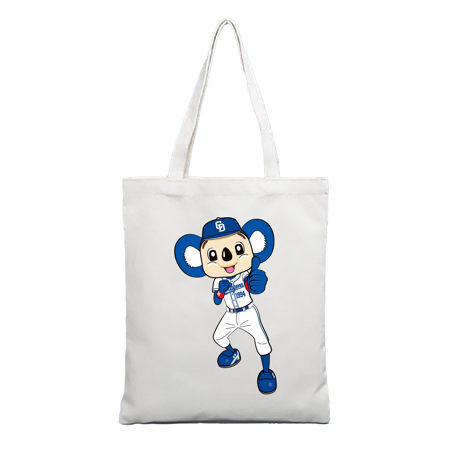 CHUNICHI DRAGONS MASCOT DOALA APPLICATION BEST STAND Logo - 縦型キャンバス手提げバッグ（トートバッグ） ・ キャンバス素材 ・ ショッピング用 ・ 軽量 丈夫 お手入れ簡単