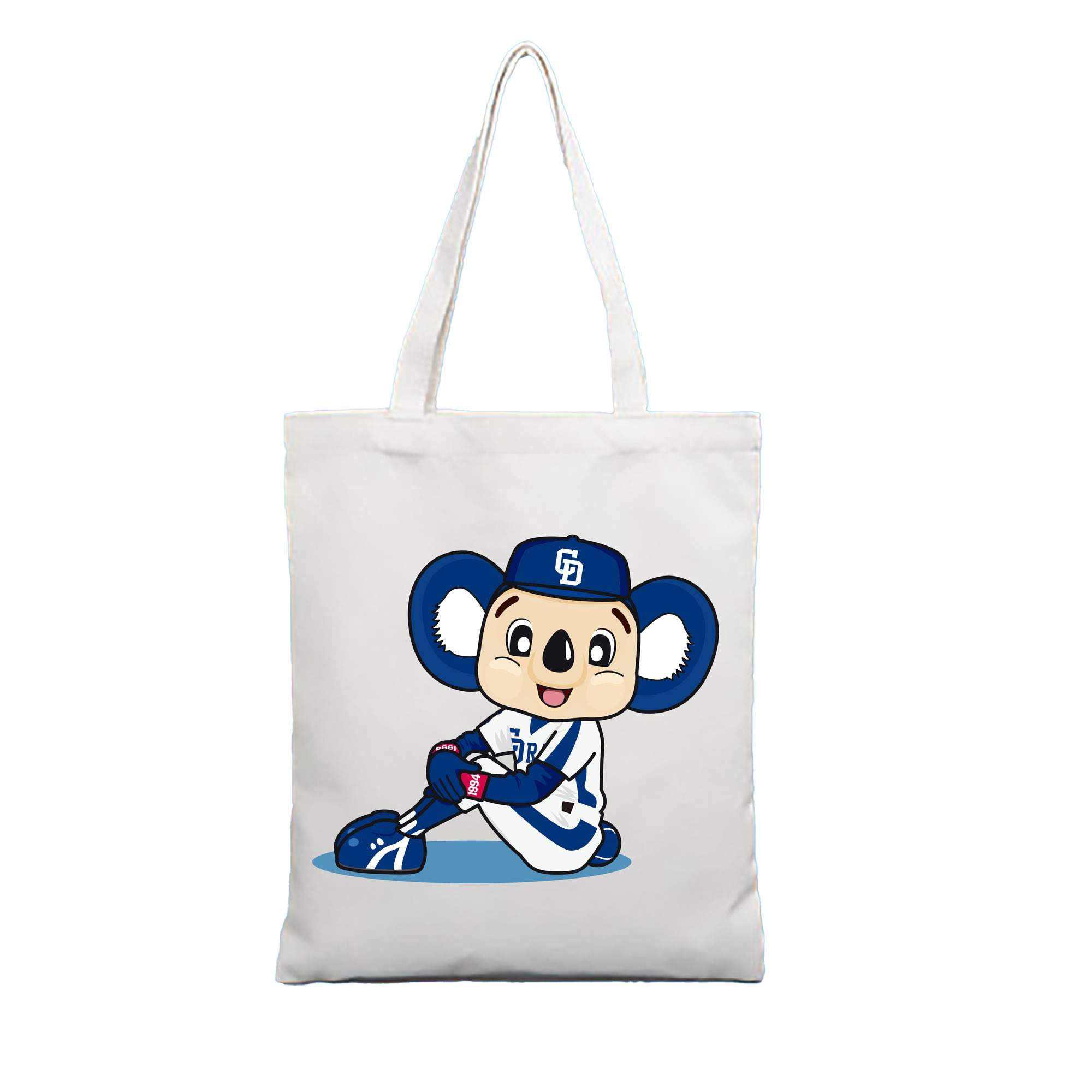 CHUNICHI DRAGONS MASCOT DOALA HOME UNIFORM 2004 2011 APPLICATION SEAT DOWN Logo - 縦型キャンバス手提げバッグ（トートバッグ） ・ キャンバス素材 ・ ショッピング用 ・ 軽量 丈夫 お手入れ簡単