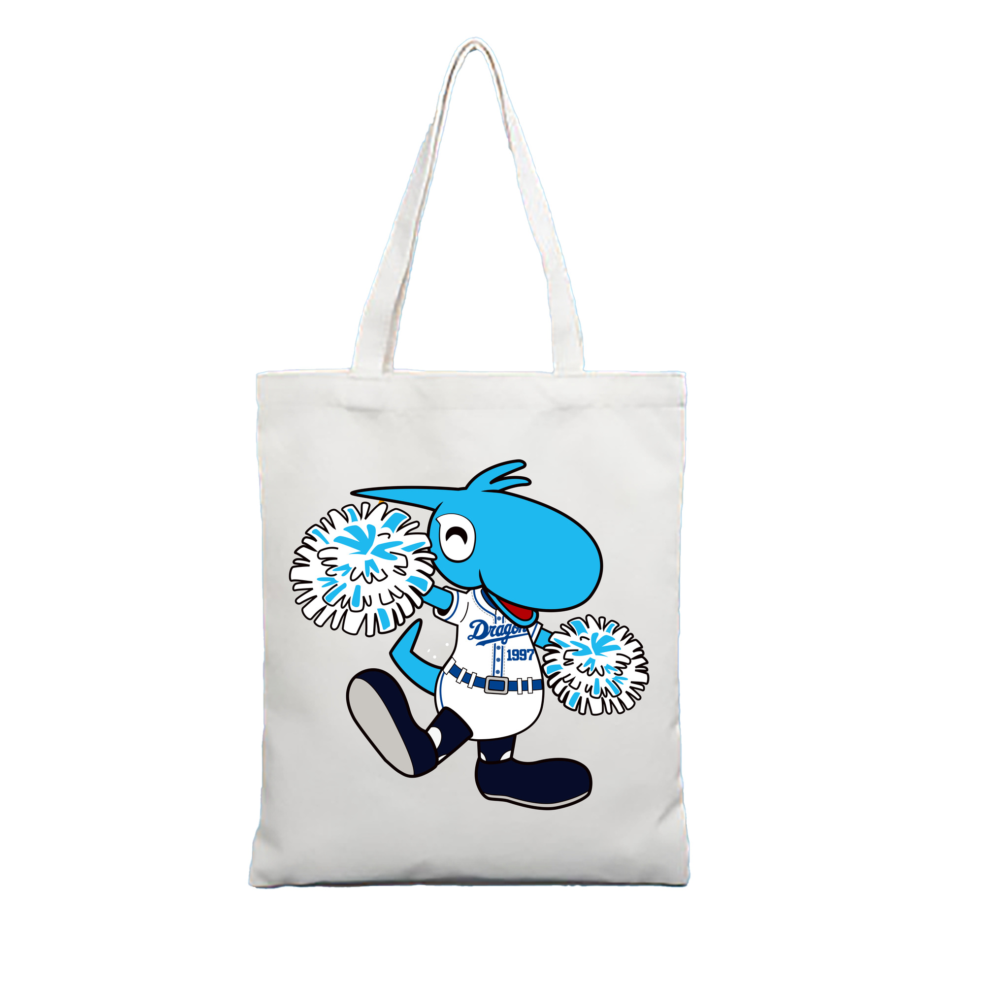 CHUNICHI DRAGONS MASCOT SHAOLON APPLICATION CHEERING Logo - 縦型キャンバス手提げバッグ（トートバッグ） ・ キャンバス素材 ・ ショッピング用 ・ 軽量 丈夫 お手入れ簡単