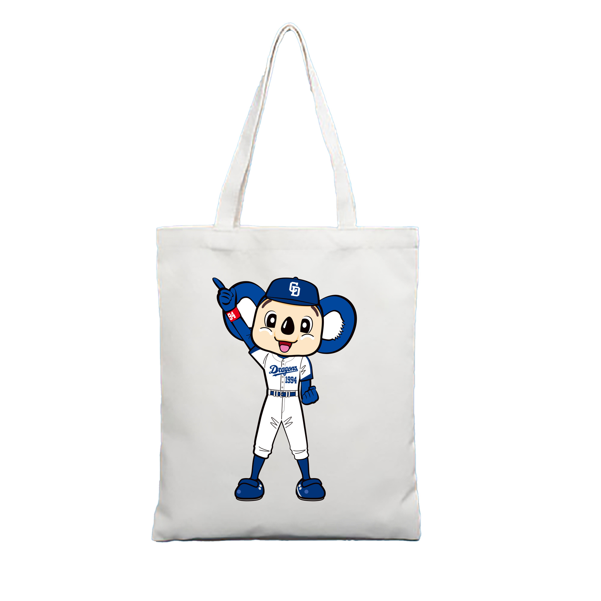 CHUNICHI DRAGONS MASCOT DOALA 2017 2018 HOME UNIFORM APPLICATION INDICATION Logo - 縦型キャンバス手提げバッグ（トートバッグ） ・ キャンバス素材 ・ ショッピング用 ・ 軽量 丈夫 お手入れ簡単