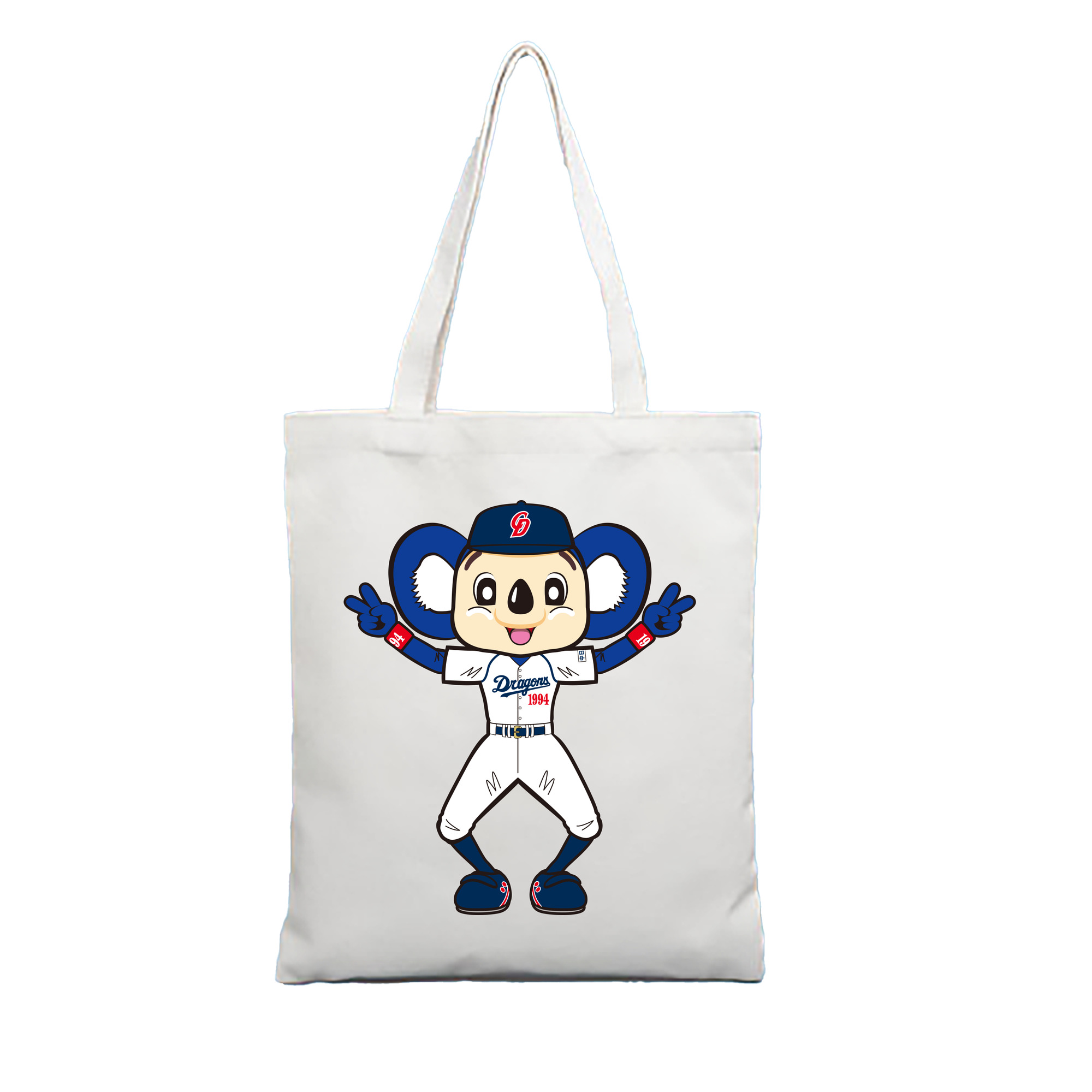 CHUNICHI DRAGONS MASCOT DOALA 2012 2013 HOME UNIFORM APPLICATION VICTORY Logo - 縦型キャンバス手提げバッグ（トートバッグ） ・ キャンバス素材 ・ ショッピング用 ・ 軽量 丈夫 お手入れ簡単