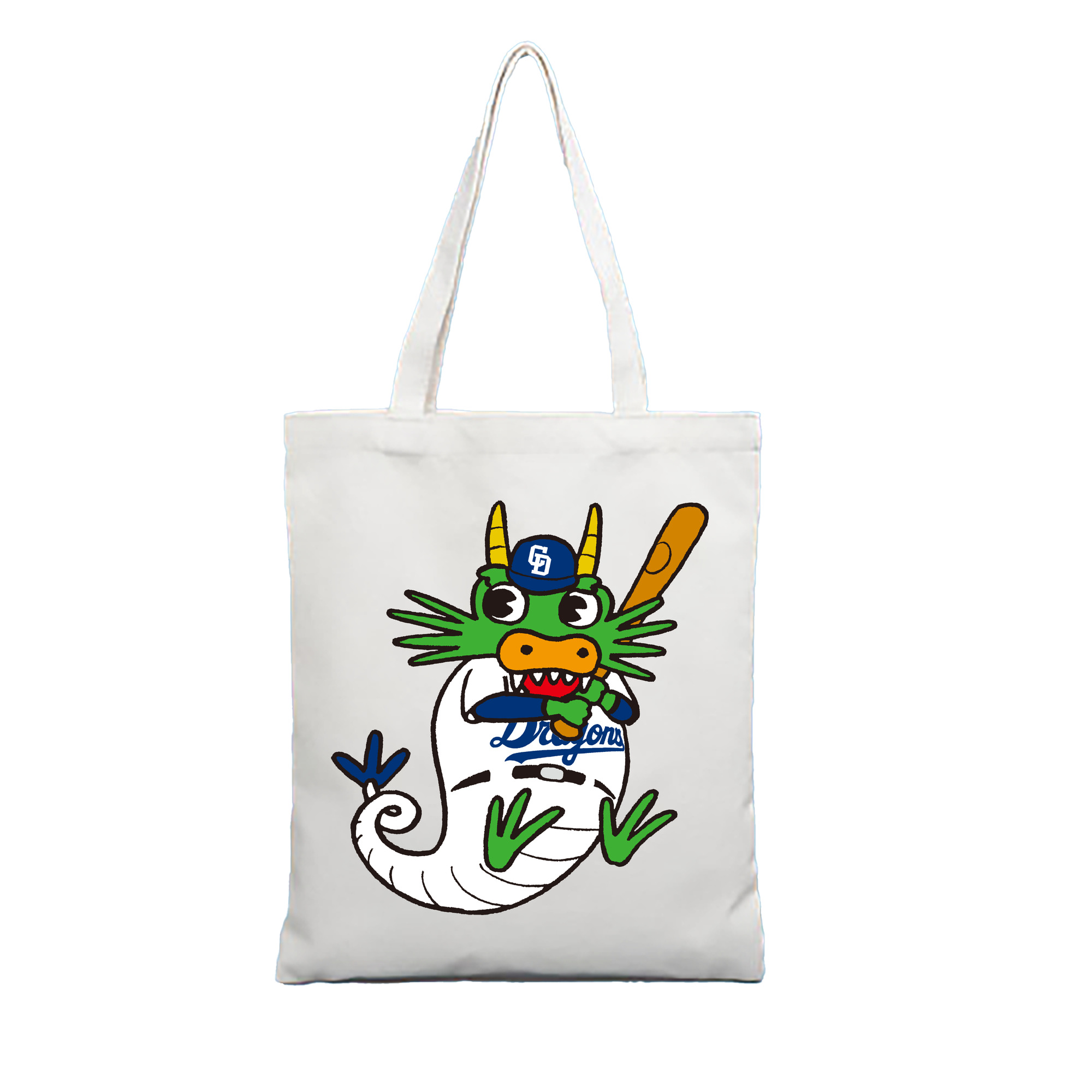 CHUNICHI DRAGONS MASCOT GABURI ORIGINAL Logo - 縦型キャンバス手提げバッグ（トートバッグ） ・ キャンバス素材 ・ ショッピング用 ・ 軽量 丈夫 お手入れ簡単