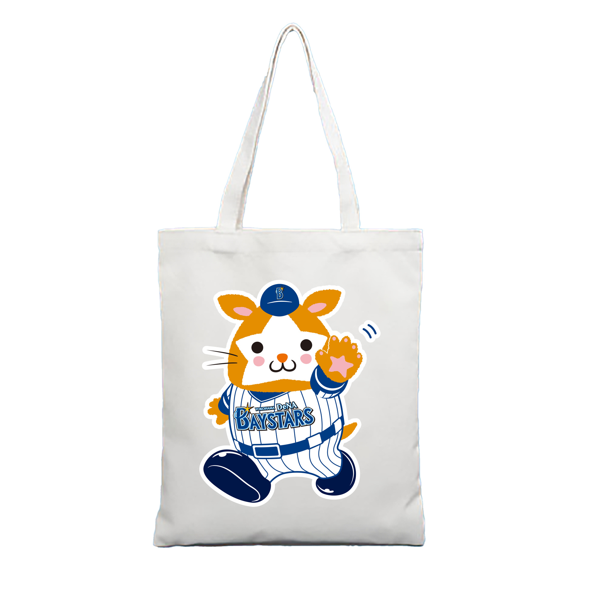 YOKOHAMA DENA BAYSTARS MASCOT DB.STARMAN APPLICATION GREETING Logo - 縦型キャンバス手提げバッグ（トートバッグ） ・ キャンバス素材 ・ ショッピング用 ・ 軽量 丈夫 お手入れ簡単