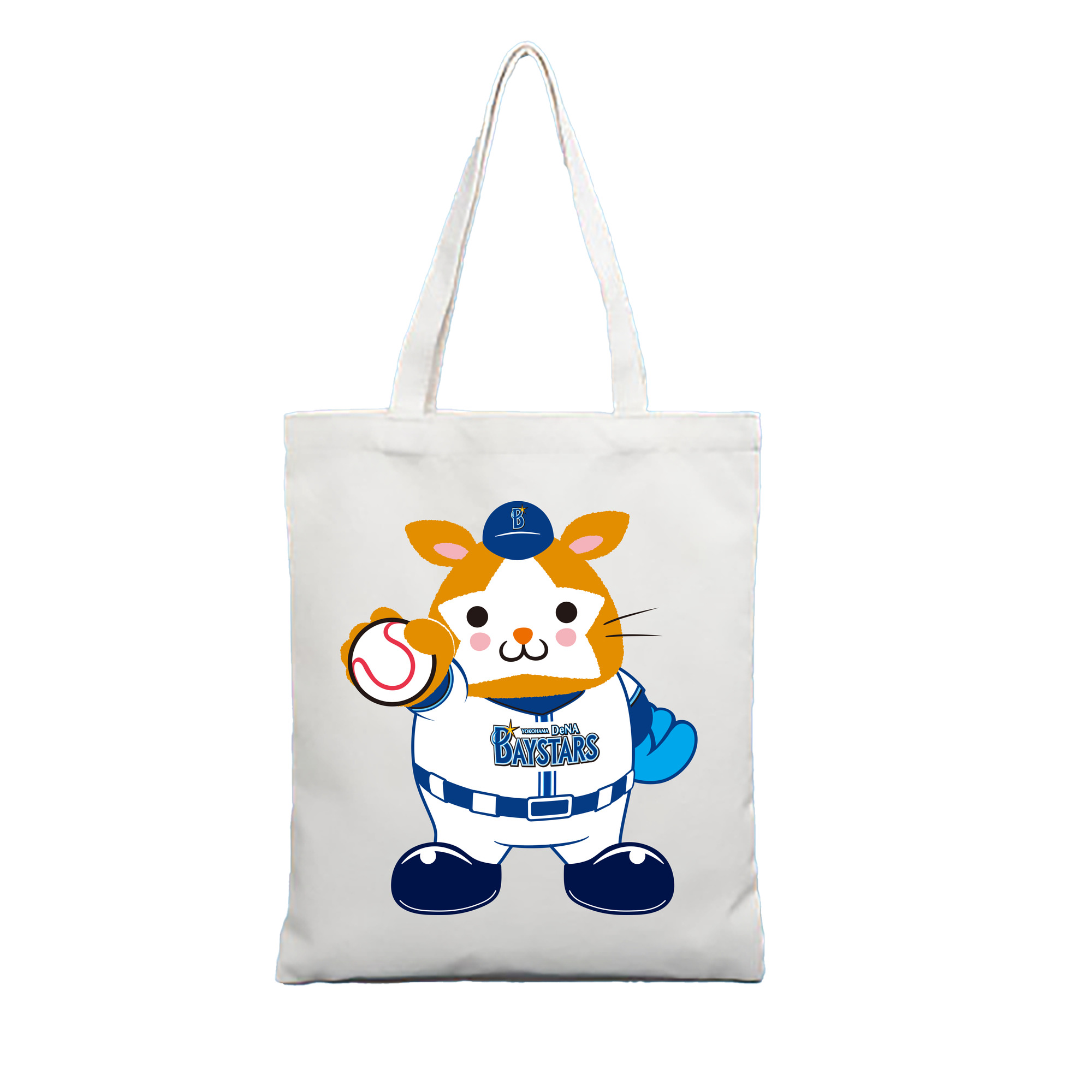YOKOHAMA DeNA BAYSTARS MASCOT DB.STARMAN 2023 HOME UNIFORM APPLICATION GLOVE AND BALL Logo - 縦型キャンバス手提げバッグ（トートバッグ） ・ キャンバス素材 ・ ショッピング用 ・ 軽量 丈夫 お手入れ簡単