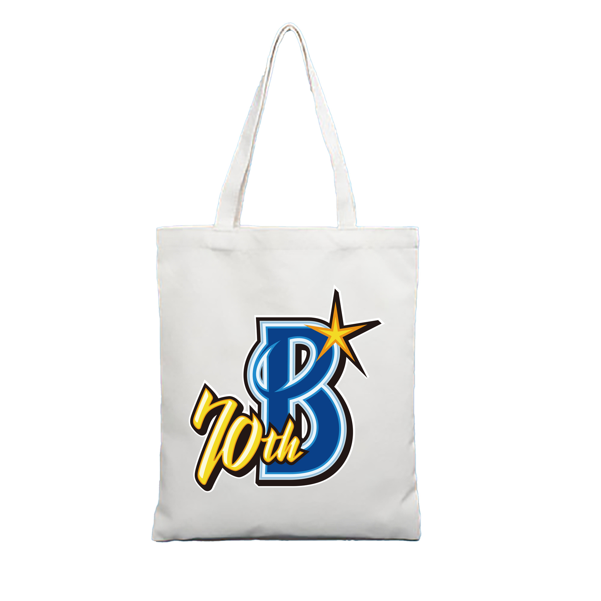 YOKOHAMA DENA BAYSTARS 70TH ANNIVERSARY SYMBOL Logo - 縦型キャンバス手提げバッグ（トートバッグ） ・ キャンバス素材 ・ ショッピング用 ・ 軽量 丈夫 お手入れ簡単