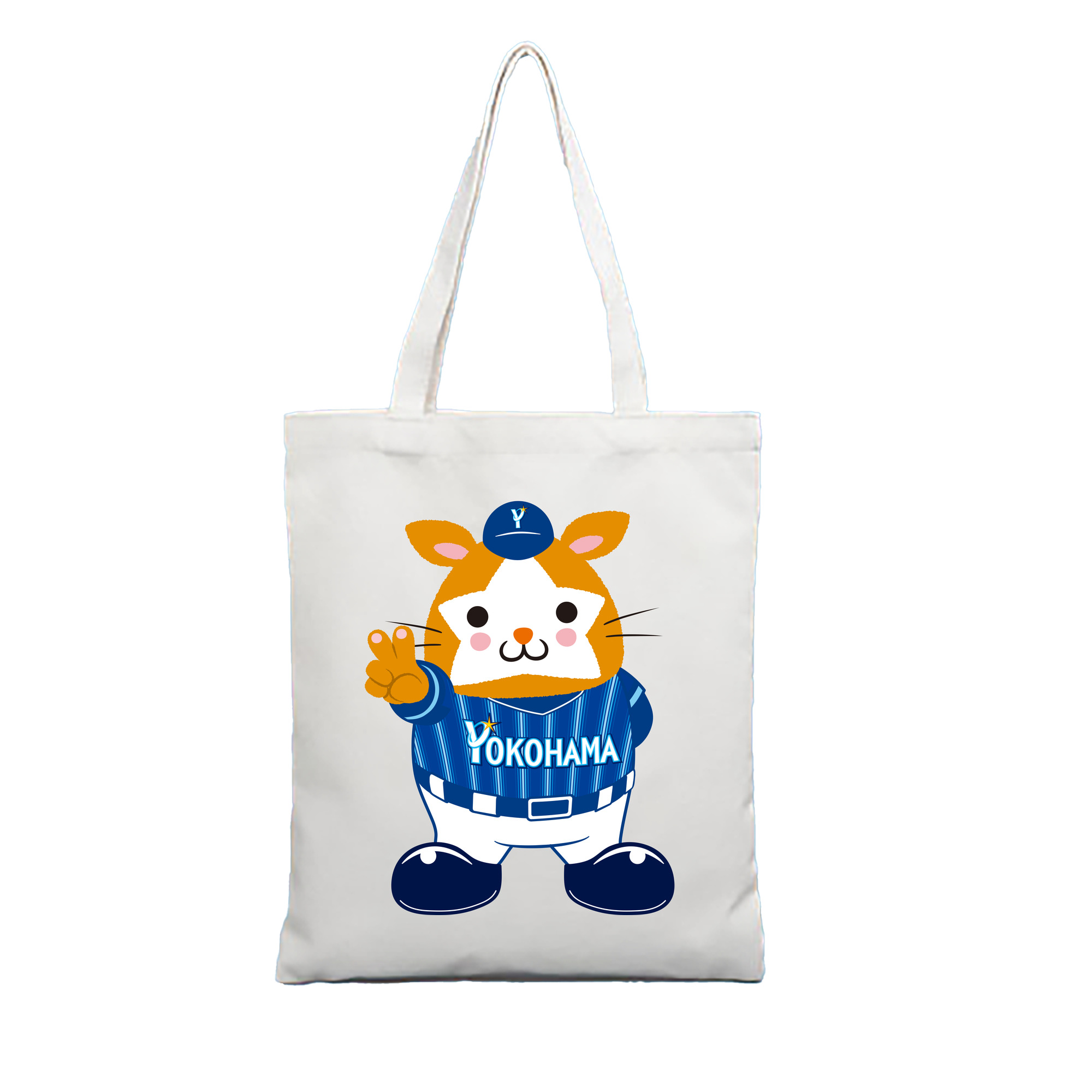 YOKOHAMA DeNA BAYSTARS MASCOT DB.STARMAN AWAY UNIFORM Logo - 縦型キャンバス手提げバッグ（トートバッグ） ・ キャンバス素材 ・ ショッピング用 ・ 軽量 丈夫 お手入れ簡単