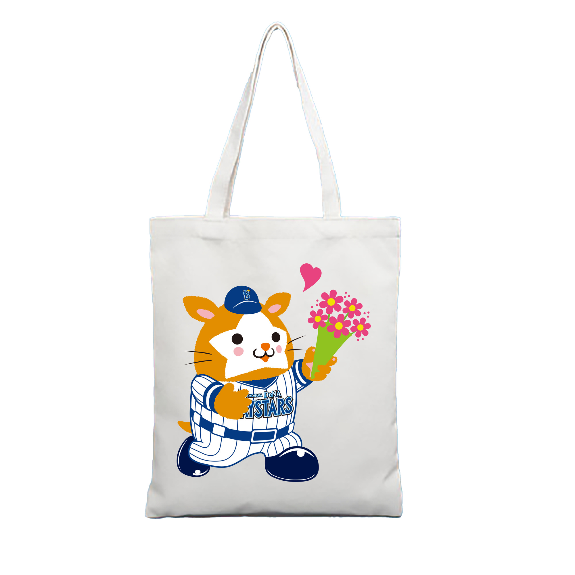 YOKOHAMA DeNA BAYSTARS MASCOT DB.STARMAN APPLICATION CONFESS Logo - 縦型キャンバス手提げバッグ（トートバッグ） ・ キャンバス素材 ・ ショッピング用 ・ 軽量 丈夫 お手入れ簡単