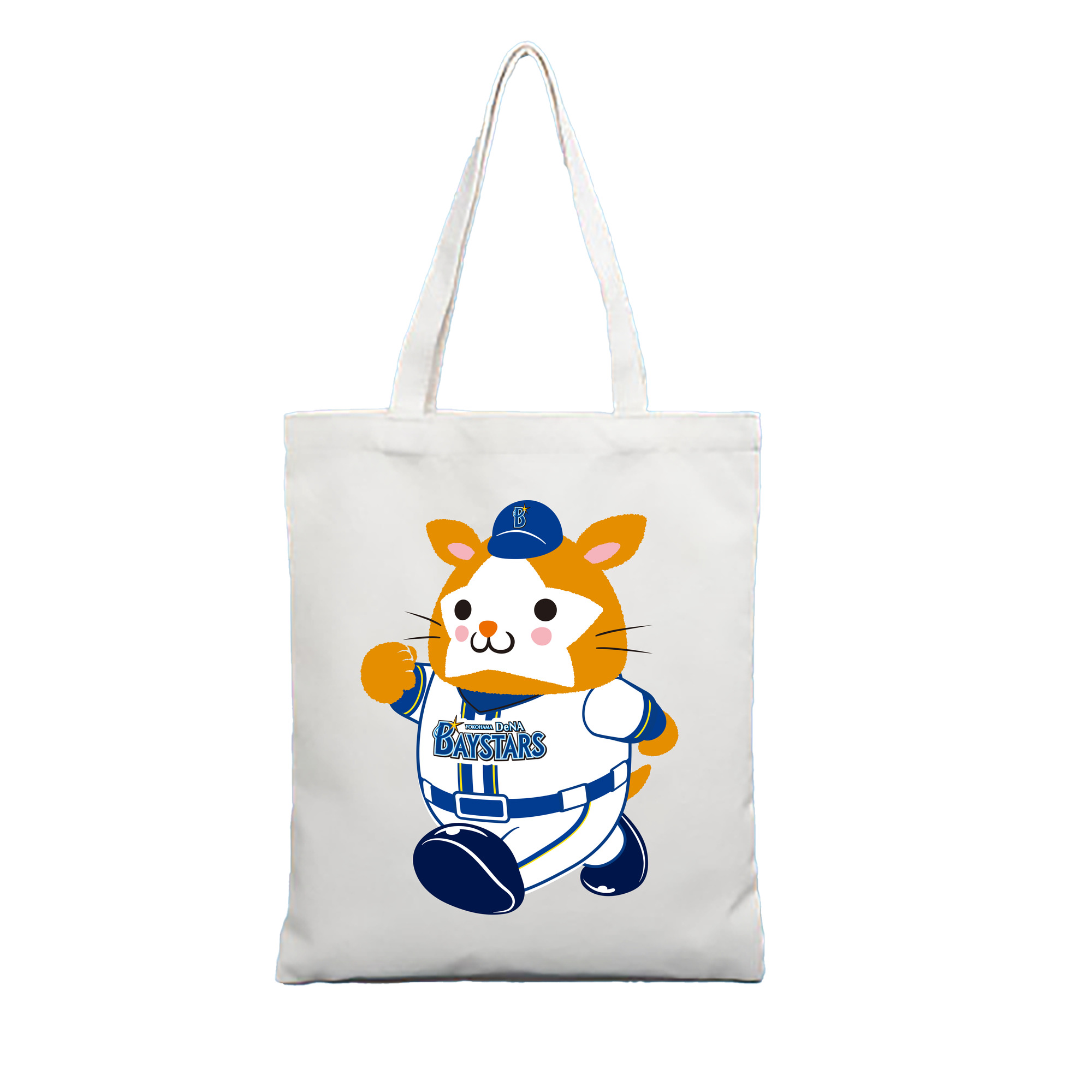 YOKOHAMA DeNA BAYSTARS MASCOT DB.STARMAN 2025 HOME UNIFORM APPLICATION WALKING Logo - 縦型キャンバス手提げバッグ（トートバッグ） ・ キャンバス素材 ・ ショッピング用 ・ 軽量 丈夫 お手入れ簡単