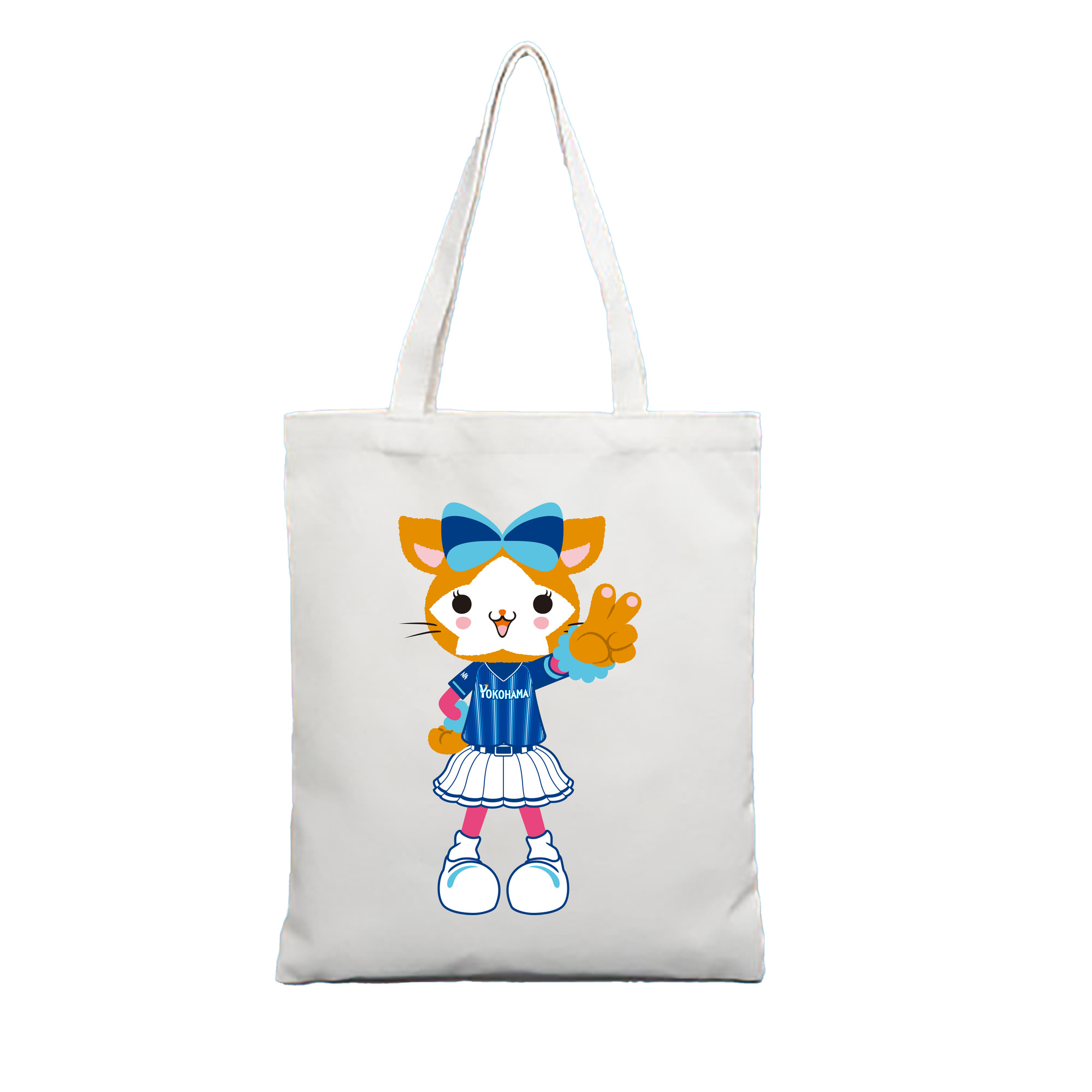YOKOHAMA DeNA BAYSTARS MASCOT DB.KIRARA AWAY UNIFORM Logo - 縦型キャンバス手提げバッグ（トートバッグ） ・ キャンバス素材 ・ ショッピング用 ・ 軽量 丈夫 お手入れ簡単