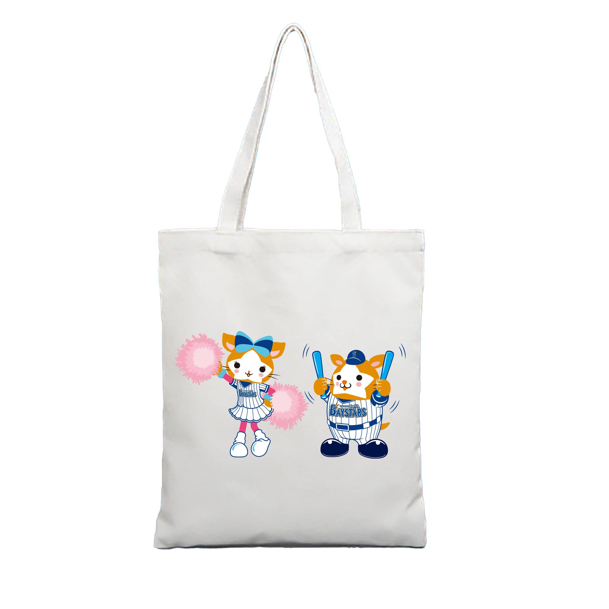 YOKOHAMA DeNA BAYSTARS MASCOT DB.KIRARA DB.STARMAN APPLICATION SURPORT Logo - 縦型キャンバス手提げバッグ（トートバッグ） ・ キャンバス素材 ・ ショッピング用 ・ 軽量 丈夫 お手入れ簡単