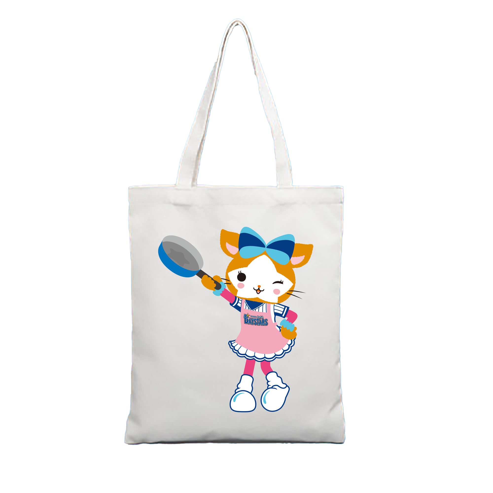 YOKOHAMA DeNA BAYSTARS MASCOT DB.KIRARA APPLICATION COOKING Logo - 縦型キャンバス手提げバッグ（トートバッグ） ・ キャンバス素材 ・ ショッピング用 ・ 軽量 丈夫 お手入れ簡単