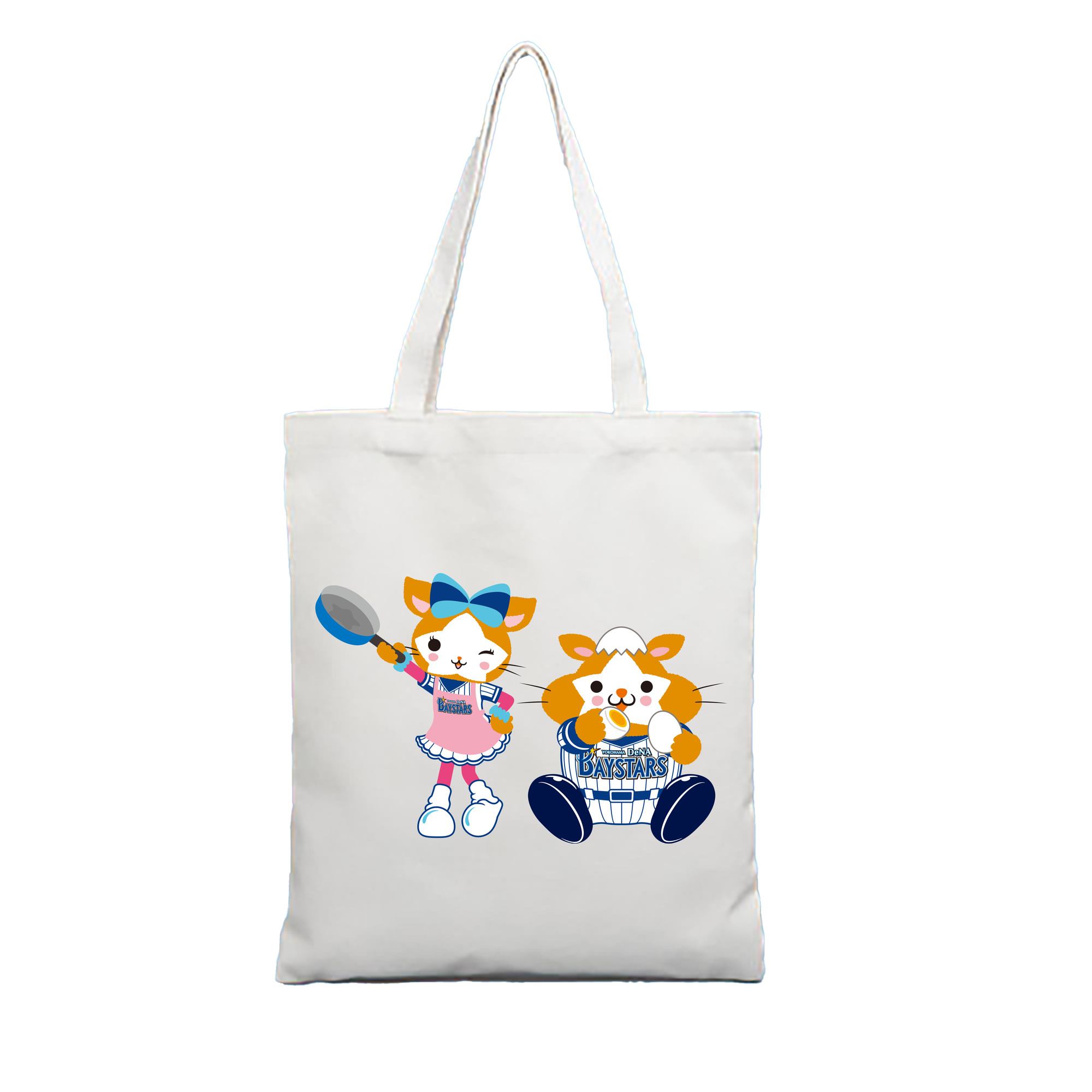 YOKOHAMA DeNA BAYSTARS MASCOT DB.STARMAN DB.KIRARA APPLICATION COOKING EATING Logo - 縦型キャンバス手提げバッグ（トートバッグ） ・ キャンバス素材 ・ ショッピング用 ・ 軽量 丈夫 お手入れ簡単