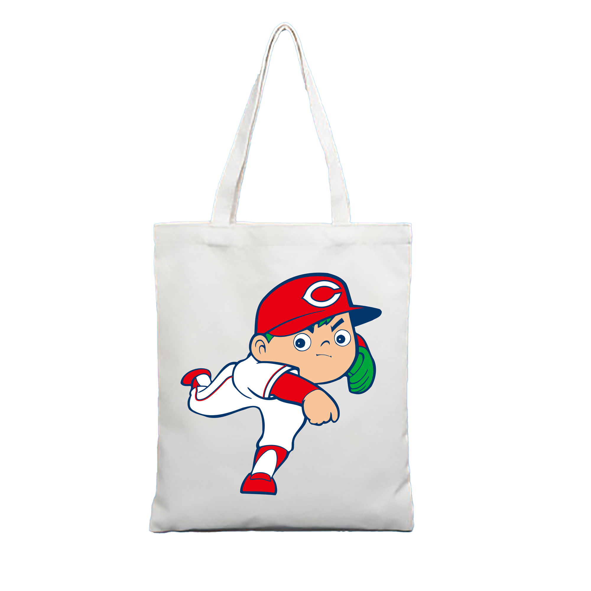 HIROSHIMA TOYO CARP MASCOT APPLICATION PITCHING Logo - 縦型キャンバス手提げバッグ（トートバッグ） ・ キャンバス素材 ・ ショッピング用 ・ 軽量 丈夫 お手入れ簡単