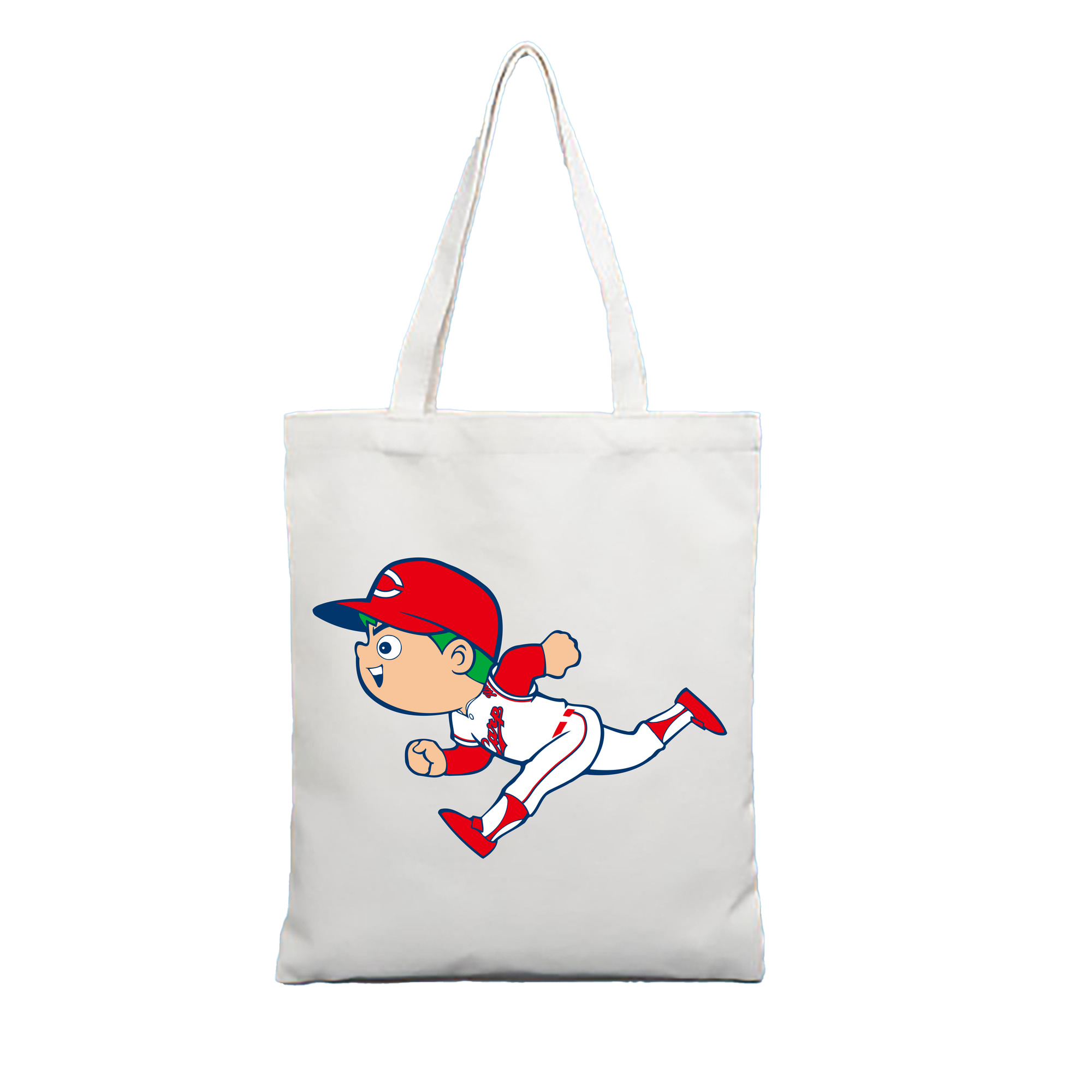 HIROSHIMA TOYO CARP MASCOT CARP BOYA RUNNING APPLICATION Logo - 縦型キャンバス手提げバッグ（トートバッグ） ・ キャンバス素材 ・ ショッピング用 ・ 軽量 丈夫 お手入れ簡単
