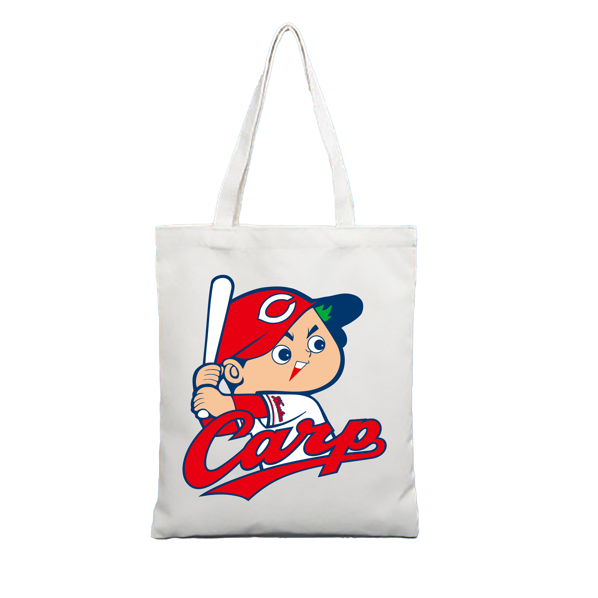 HIROSHIMA TOYO CARP MASCOT CARP BOYA ORIGINAL Logo - 縦型キャンバス手提げバッグ（トートバッグ） ・ キャンバス素材 ・ ショッピング用 ・ 軽量 丈夫 お手入れ簡単