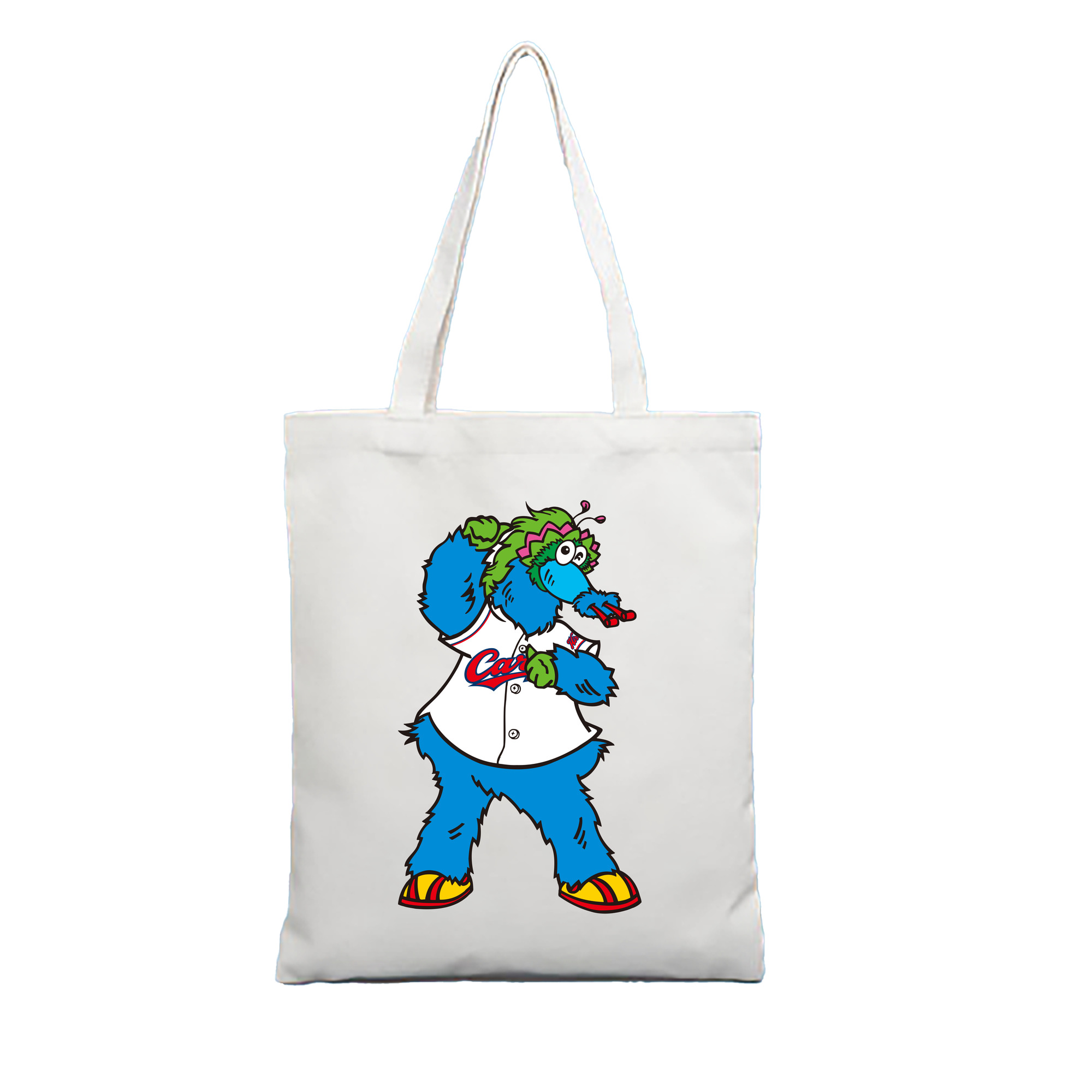 HIROSHIMA TOYO CARP MASCOT SLYLY APPLICATION FIGHTING Logo - 縦型キャンバス手提げバッグ（トートバッグ） ・ キャンバス素材 ・ ショッピング用 ・ 軽量 丈夫 お手入れ簡単