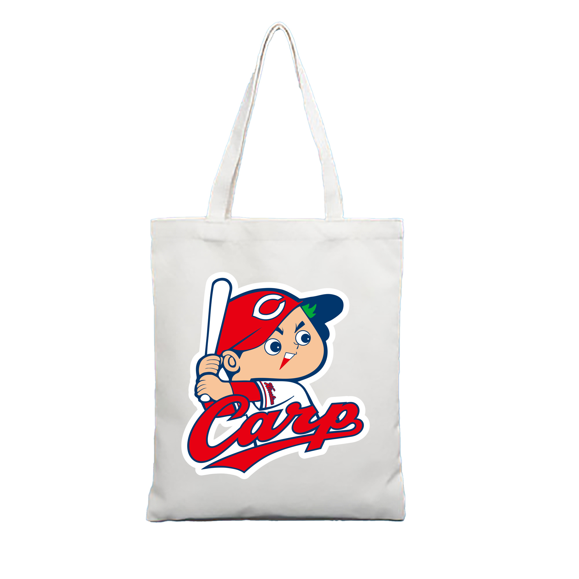HIROSHIMA TOYO CARP MASCOT CARP BOYA EMBLEM BACKGROUND Logo - 縦型キャンバス手提げバッグ（トートバッグ） ・ キャンバス素材 ・ ショッピング用 ・ 軽量 丈夫 お手入れ簡単