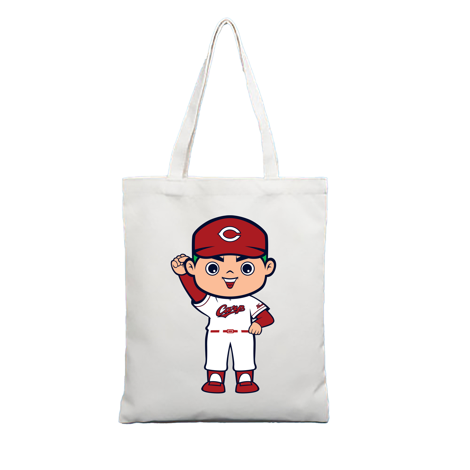 HIROSHIMA TOYO CARP MASCOT CARP BOYA 2023 HOME UNIFORM APPLICATION FIGHTING Logo - 縦型キャンバス手提げバッグ（トートバッグ） ・ キャンバス素材 ・ ショッピング用 ・ 軽量 丈夫 お手入れ簡単