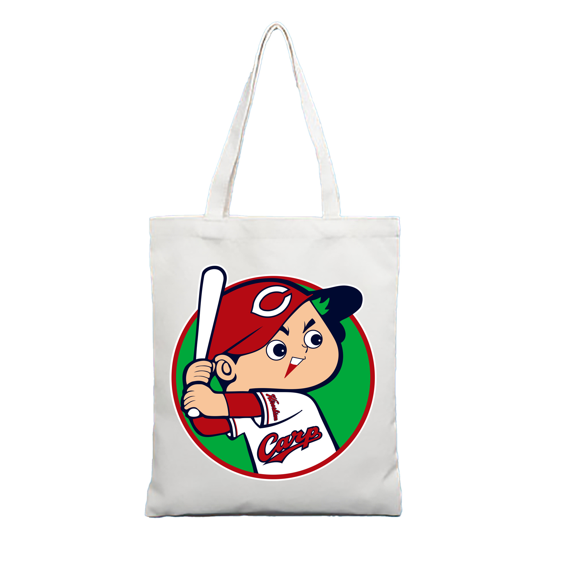 HIROSHIMA TOYO CARP EMBLEM 2023 ORIGINAL APPLICATION BACKGROUND Logo - 縦型キャンバス手提げバッグ（トートバッグ） ・ キャンバス素材 ・ ショッピング用 ・ 軽量 丈夫 お手入れ簡単