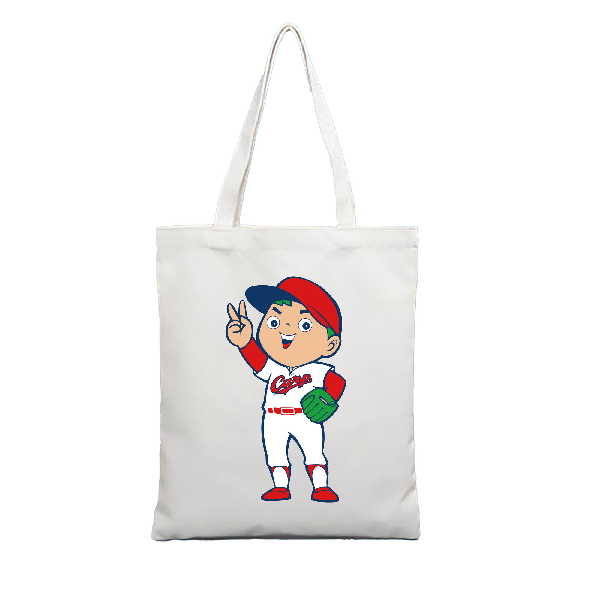 HIROSHIMA TOYO CARP MASCOT CARP BOYA APPLICATION VICTORY SMILE Logo - 縦型キャンバス手提げバッグ（トートバッグ） ・ キャンバス素材 ・ ショッピング用 ・ 軽量 丈夫 お手入れ簡単