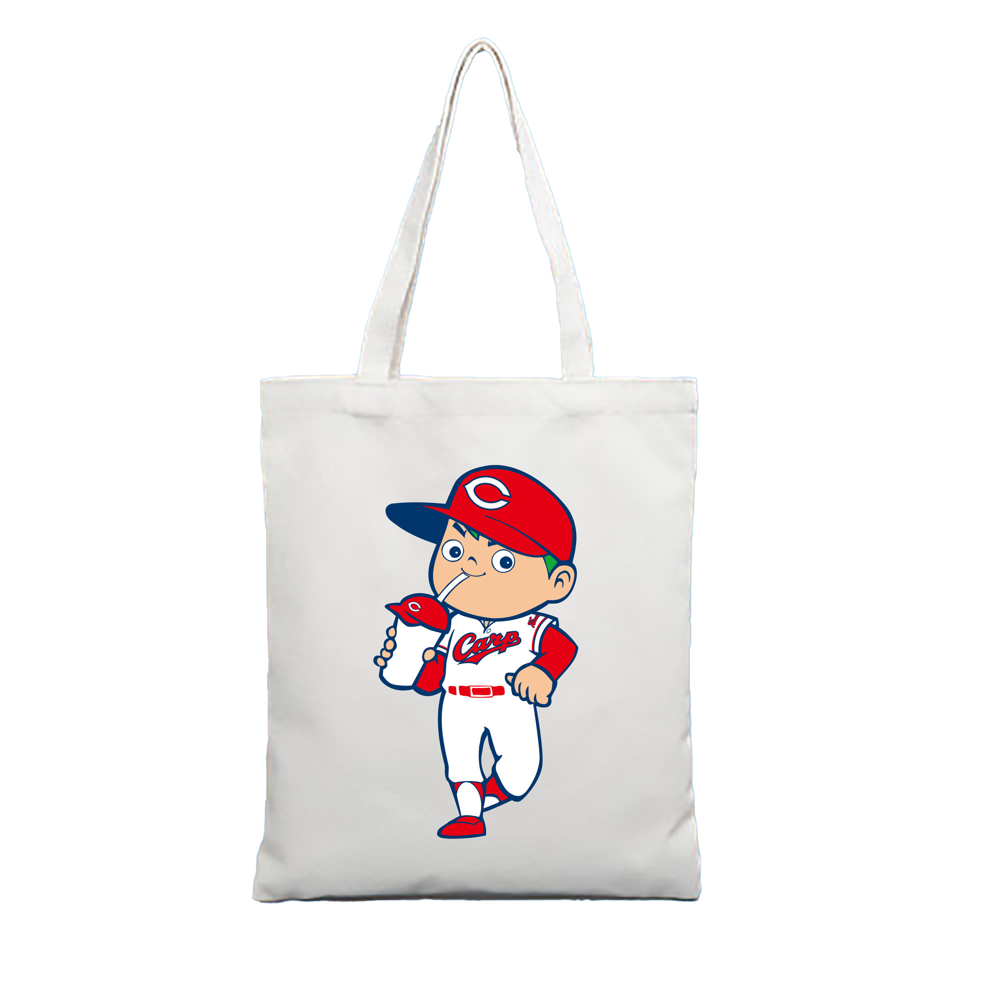 HIROSHIMA TOYO CARP MASCOT APPLICATION DRINK Logo - 縦型キャンバス手提げバッグ（トートバッグ） ・ キャンバス素材 ・ ショッピング用 ・ 軽量 丈夫 お手入れ簡単