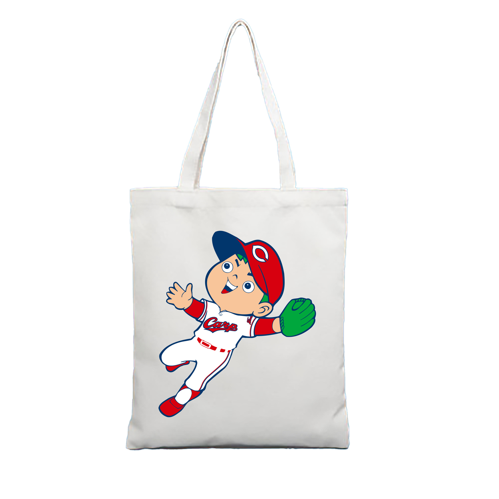 HIROSHIMA TOYO CARP CARP BOYA APPLICATION FLY CATCHING Logo - 縦型キャンバス手提げバッグ（トートバッグ） ・ キャンバス素材 ・ ショッピング用 ・ 軽量 丈夫 お手入れ簡単