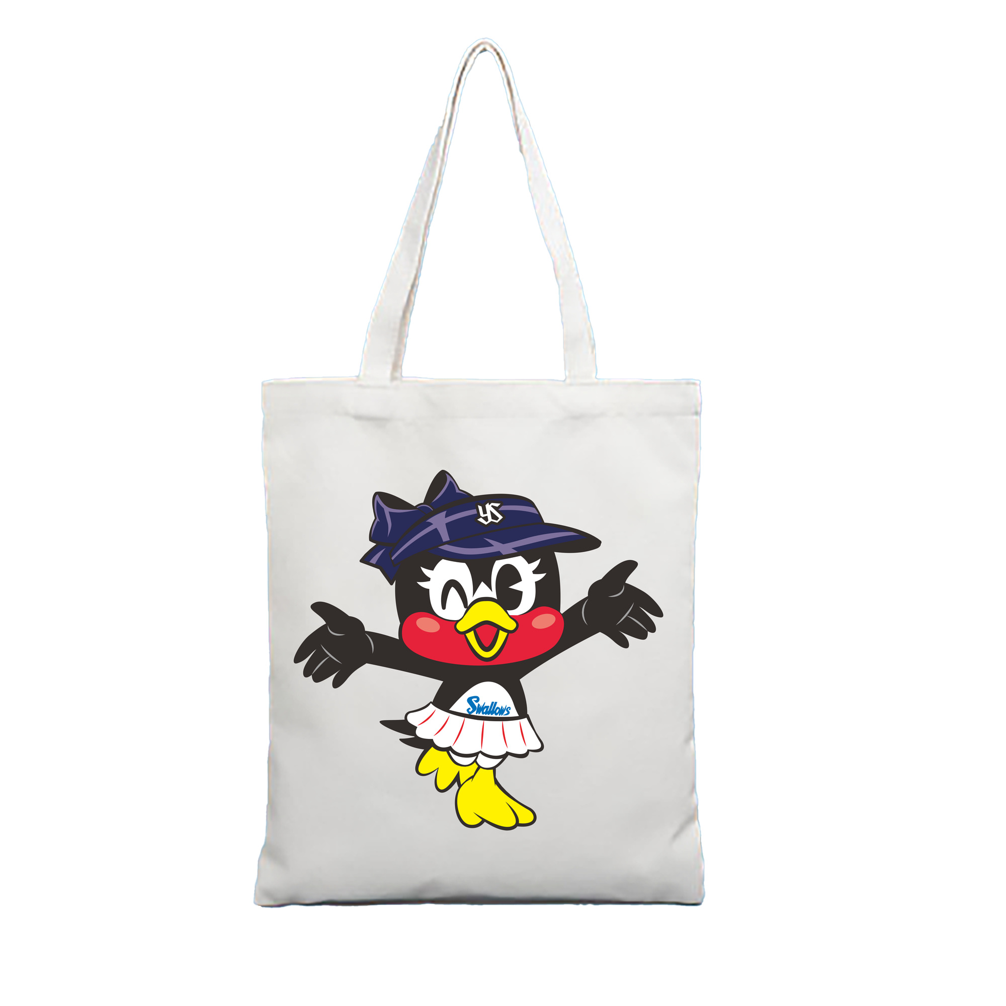 TOKYO YAKULT SWALLOWS MASCOT TSUBAMI APPLICATION WINK WELCOME Logo - 縦型キャンバス手提げバッグ（トートバッグ） ・ キャンバス素材 ・ ショッピング用 ・ 軽量 丈夫 お手入れ簡単